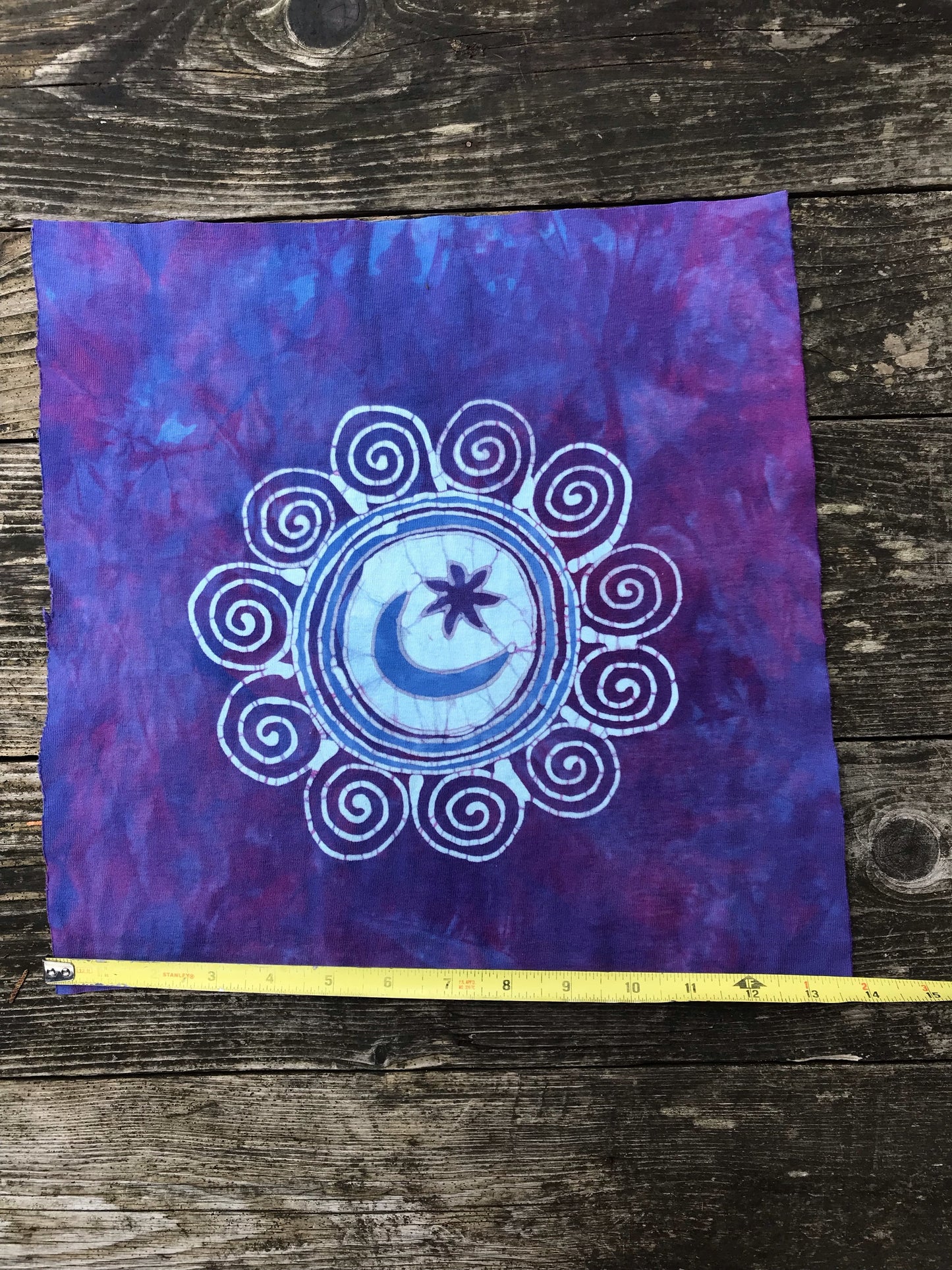 Hand Painted Batik Fabric Square - Moon Marble in Purple and Periwinkle Batikwalla by Victoria