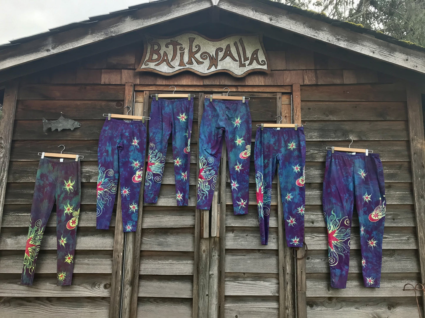Sunrise Moon and Stars Batik Yoga Leggings leggings batikwalla