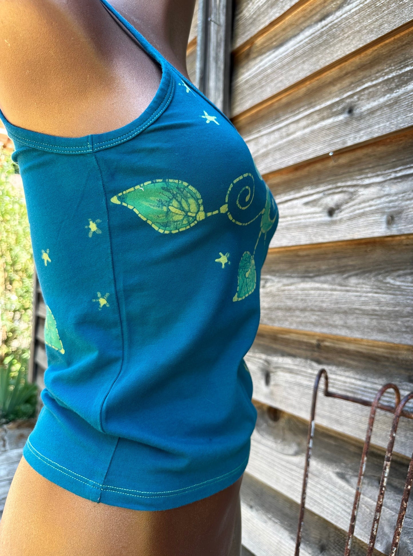 Lush Gardens Hand Painted Batikwalla Tank Top - Slightly Larger Sizing Tops batikwalla