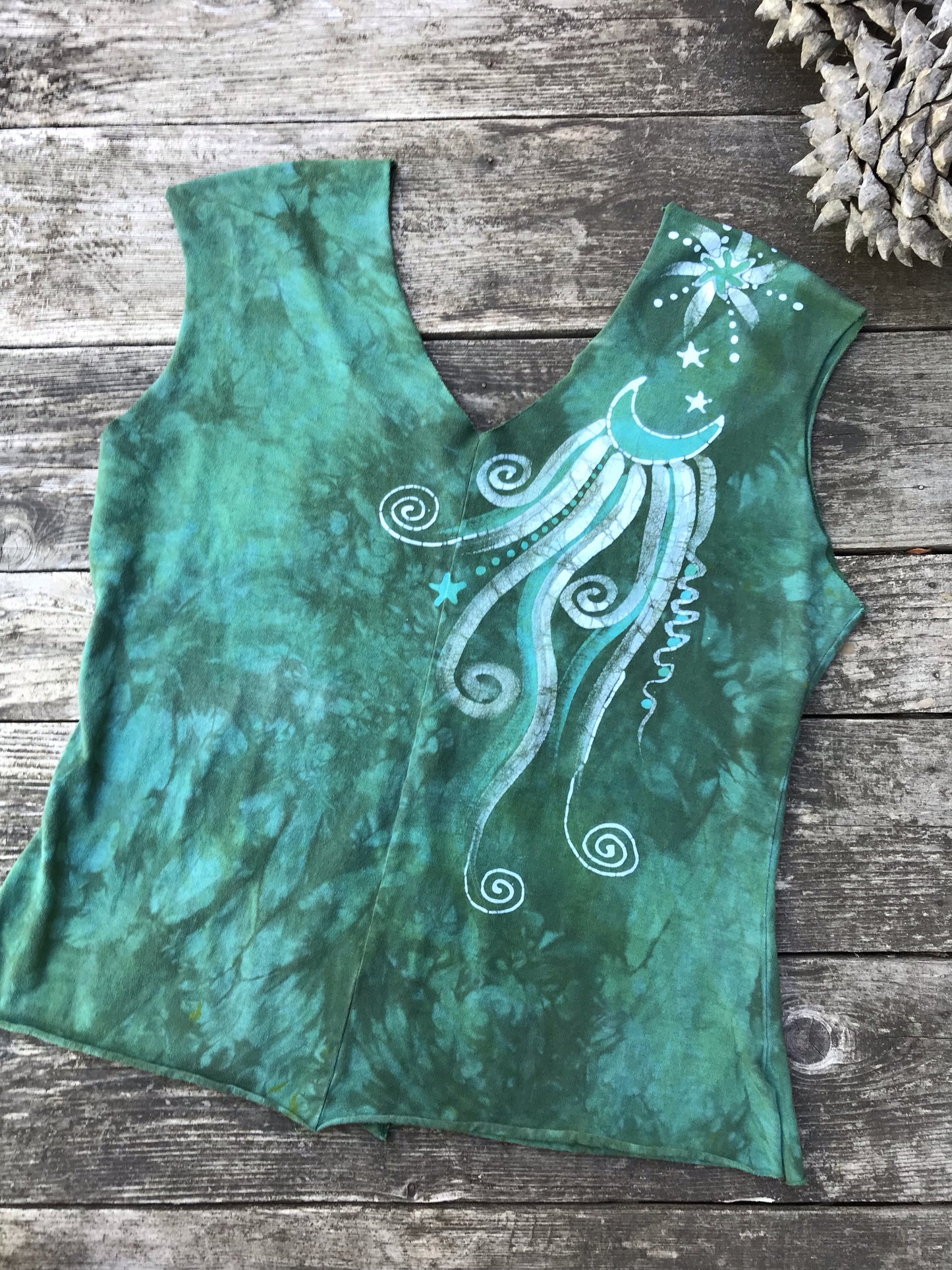 Broccoli Garden Galaxy Delight - Organic Cotton 4 Panel Batik Top - Handmade - Size Small ONLY Batik Dresses Batikwalla
