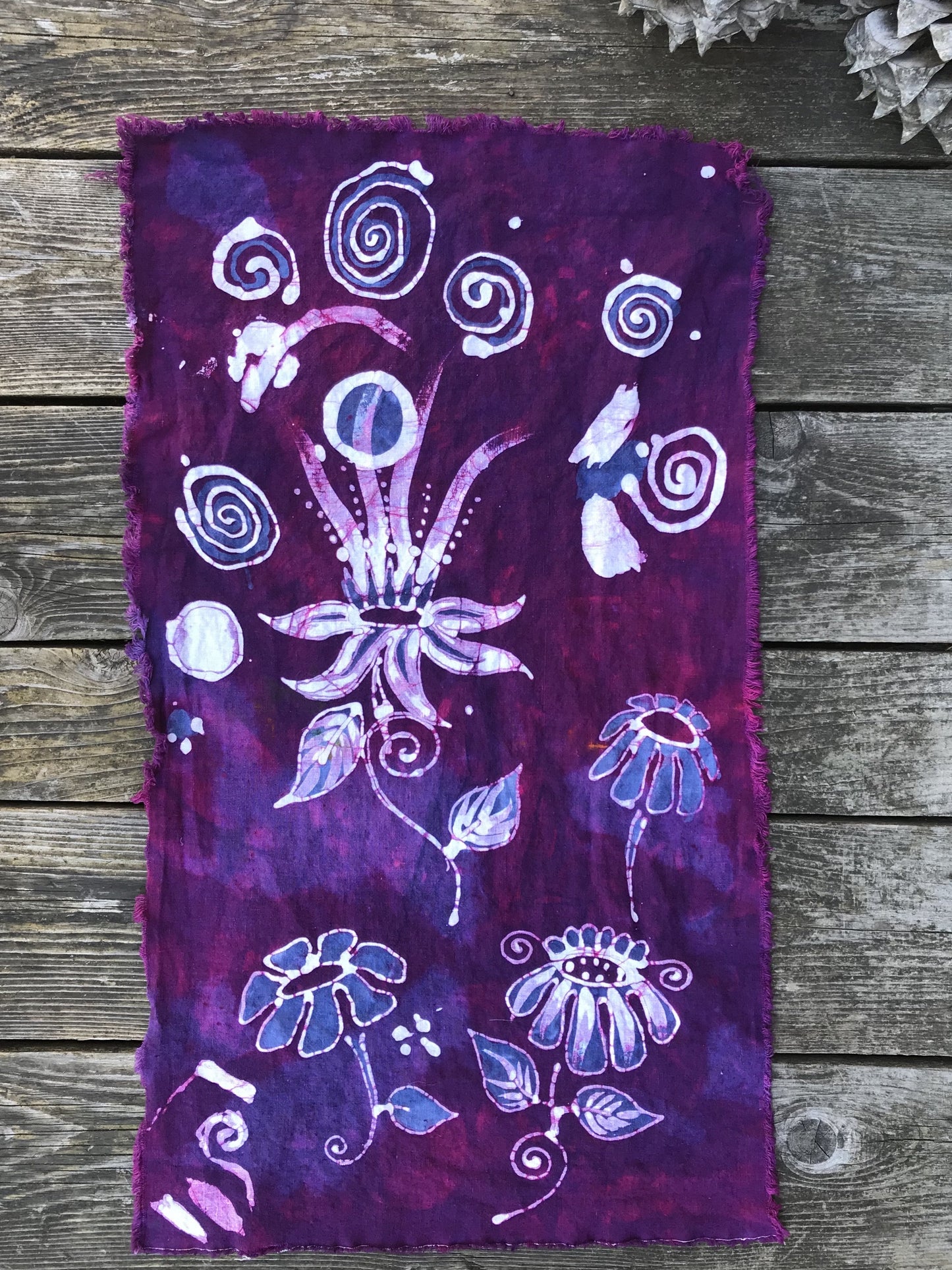 Sweet Pea Wallflower Batik Cotton Fabric / Bandana scarf batikwalla