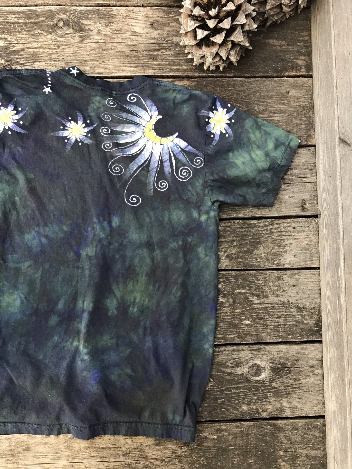 Buttercup Moonbeams Hand Painted Batikwalla Vneck Tshirt - Unisex Tshirts batikwalla