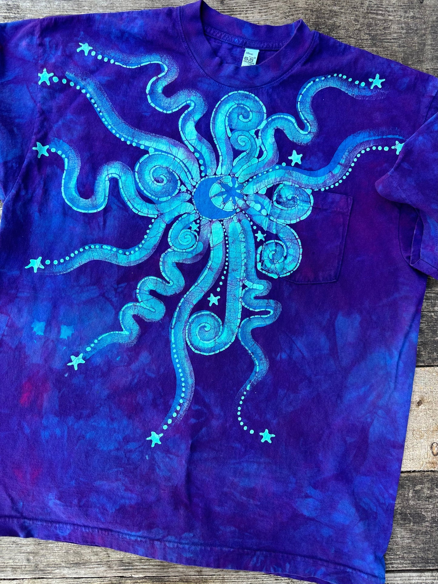 Aurora Borealis Handmade Batik Tshirt with Hidden Pocket tshirt batikwalla Large