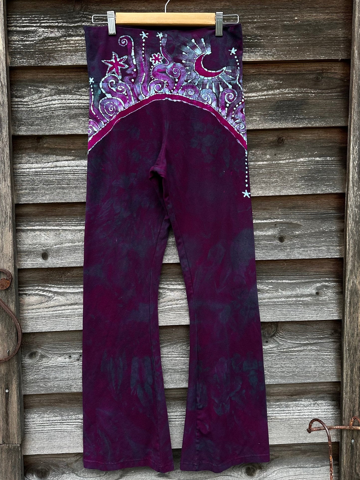 Teal and Magenta Moon Rainbow Stretchy Movement Pants - Size XL Yoga Pants batikwalla