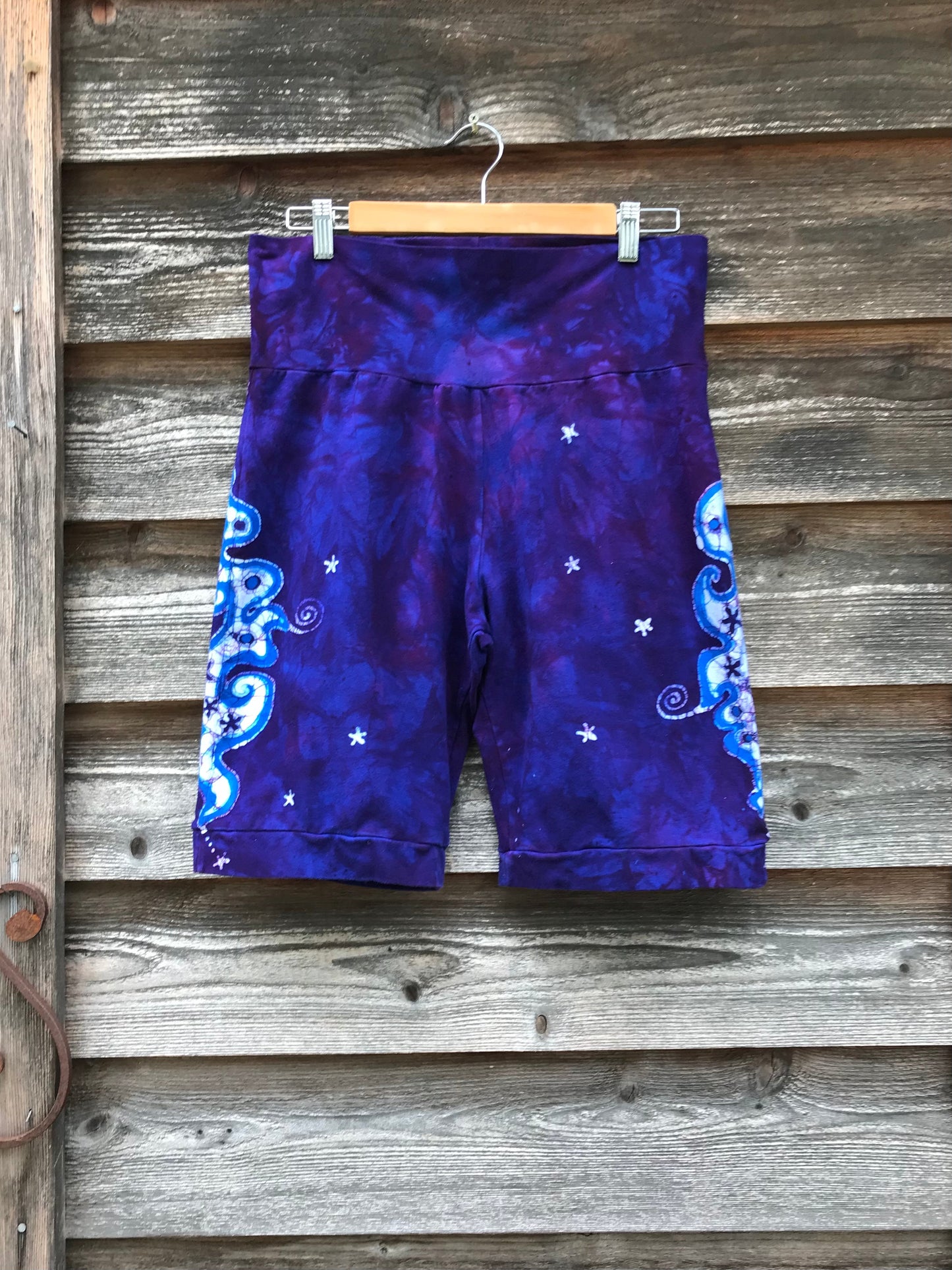 Blue Purple Batik Flame Biker Shorts Batikwalla by Victoria