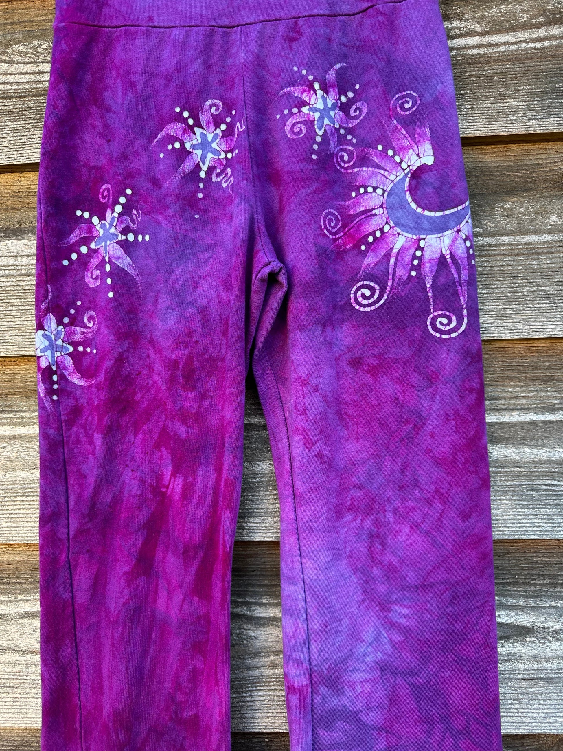 Hot Pink Moonflowers Stretchy Lounge Pants - Size Small Yoga Pants batikwalla