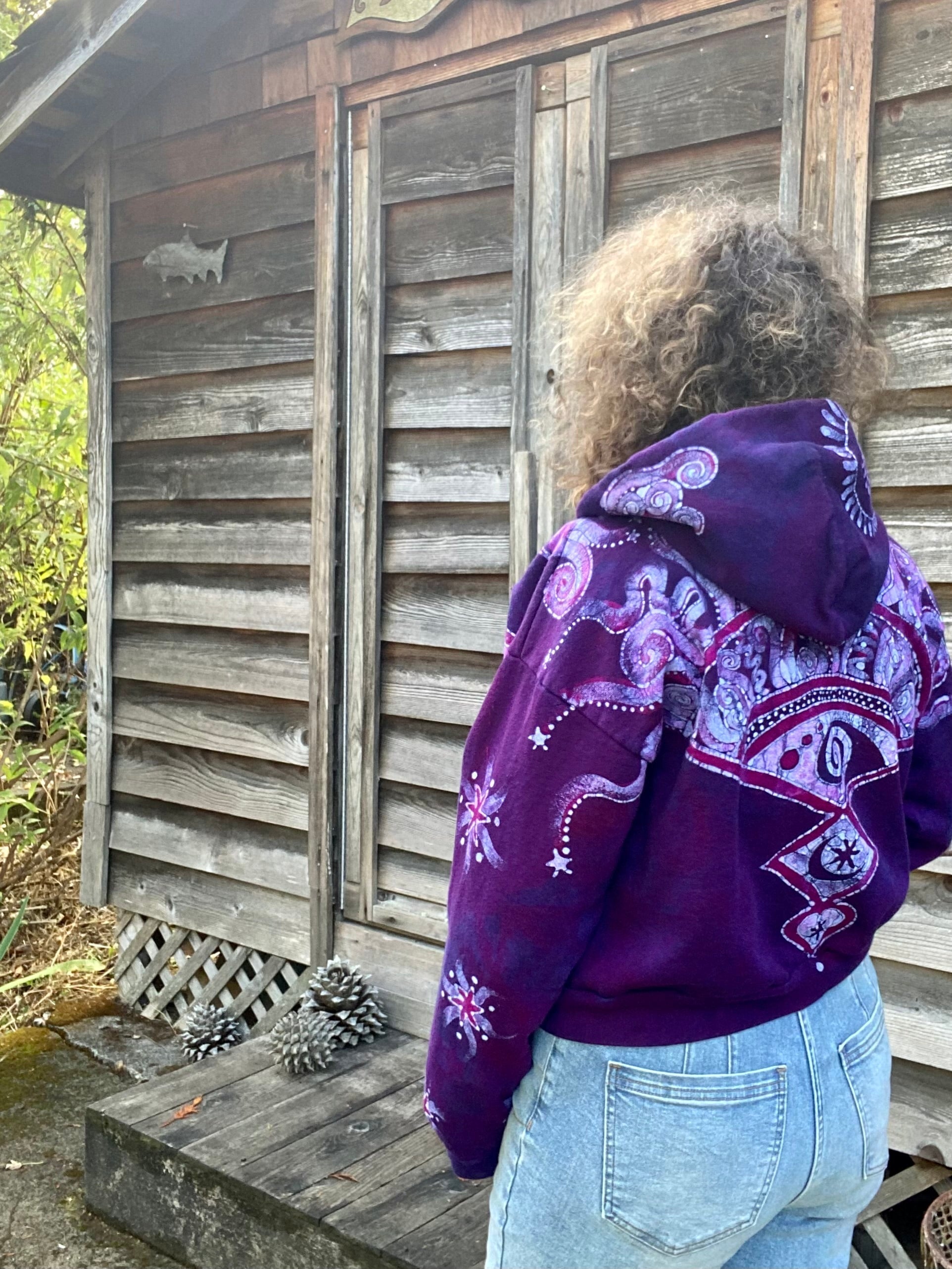 Original Magenta Surf Boardwalk Handmade Batik Hoodie - Size M/L hoodie batikwalla