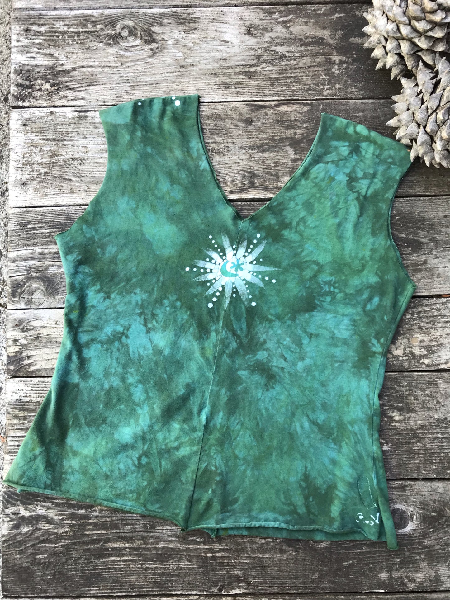 Broccoli Garden Galaxy Delight - Organic Cotton 4 Panel Batik Top - Handmade - Size Small ONLY Batik Dresses Batikwalla