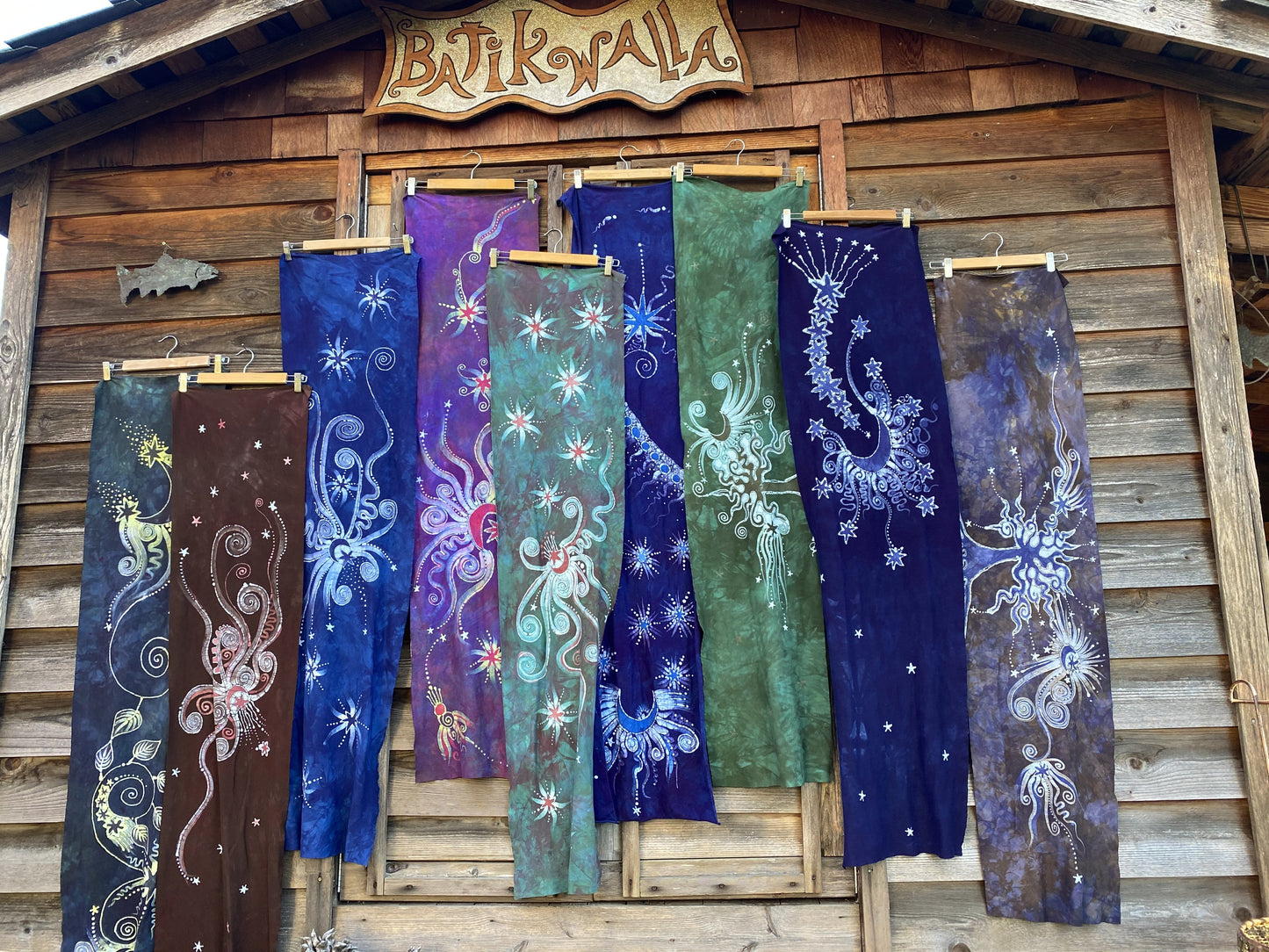 Autumn Moon Rising - Hand Painted Organic Knit Fabric Scarf scarf batikwalla