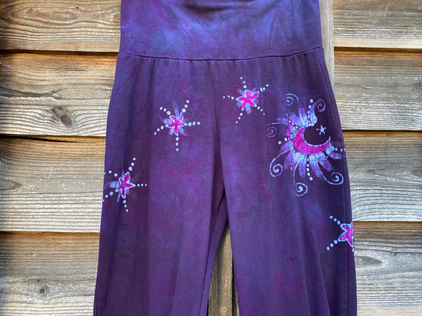 Purple Passion Stars and Moon Stretchy Yoga Style Pants Size XL batikwalla
