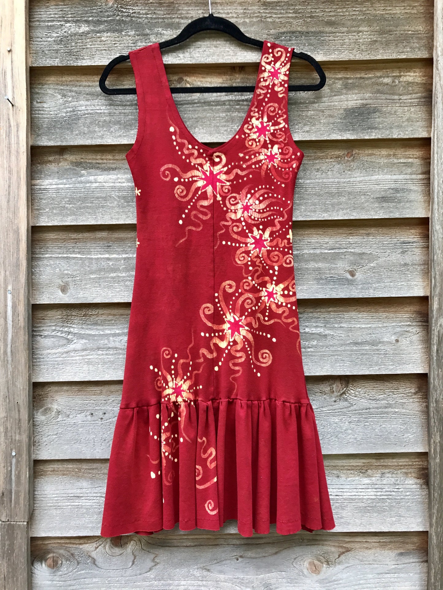 Fire Dancer Red Batikwalla Dress in Organic Cotton - Size Small