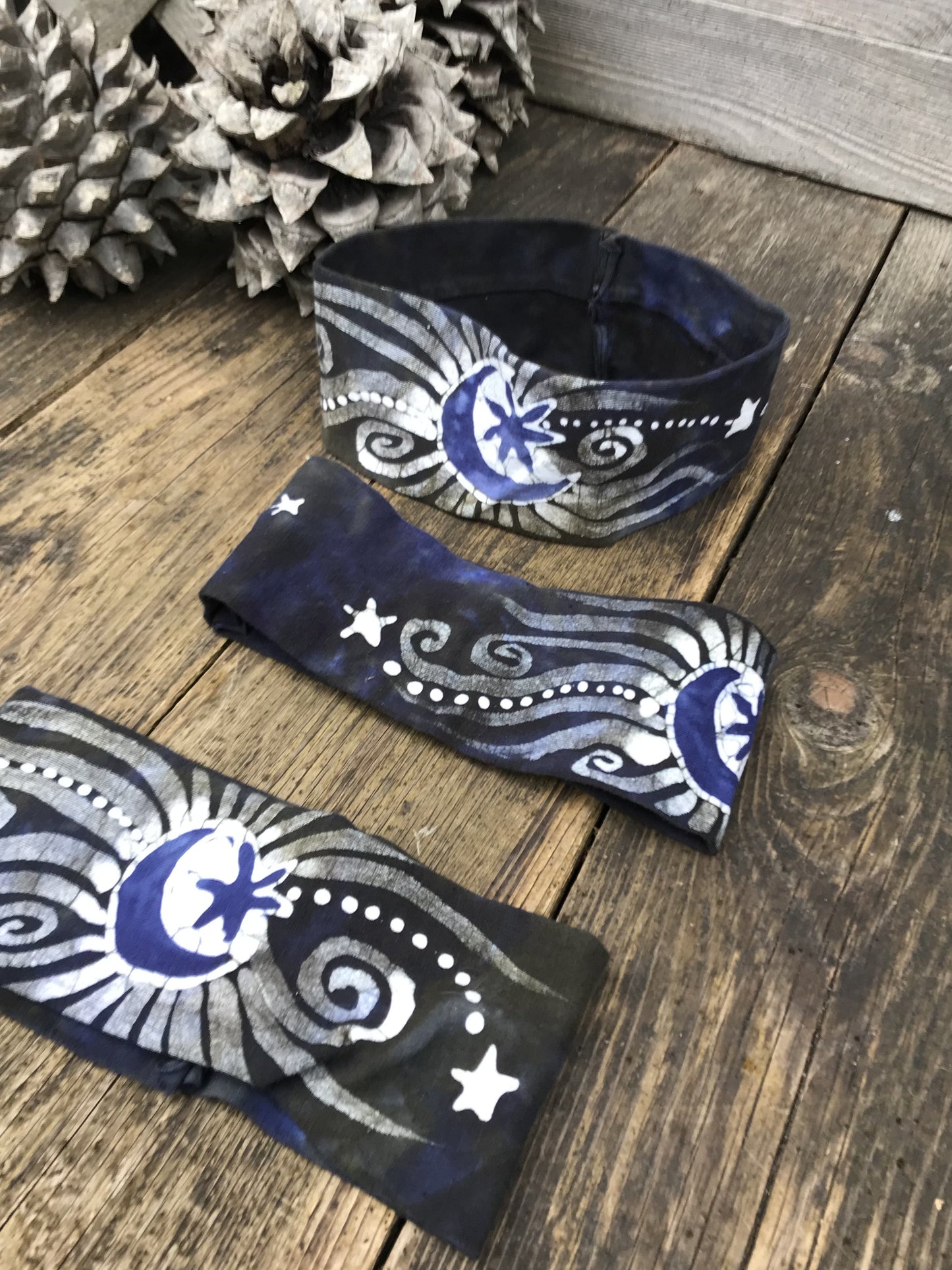 Earthy Purple Moon Moss Fold Over Headband - by Batikwalla Batikwalla by Victoria