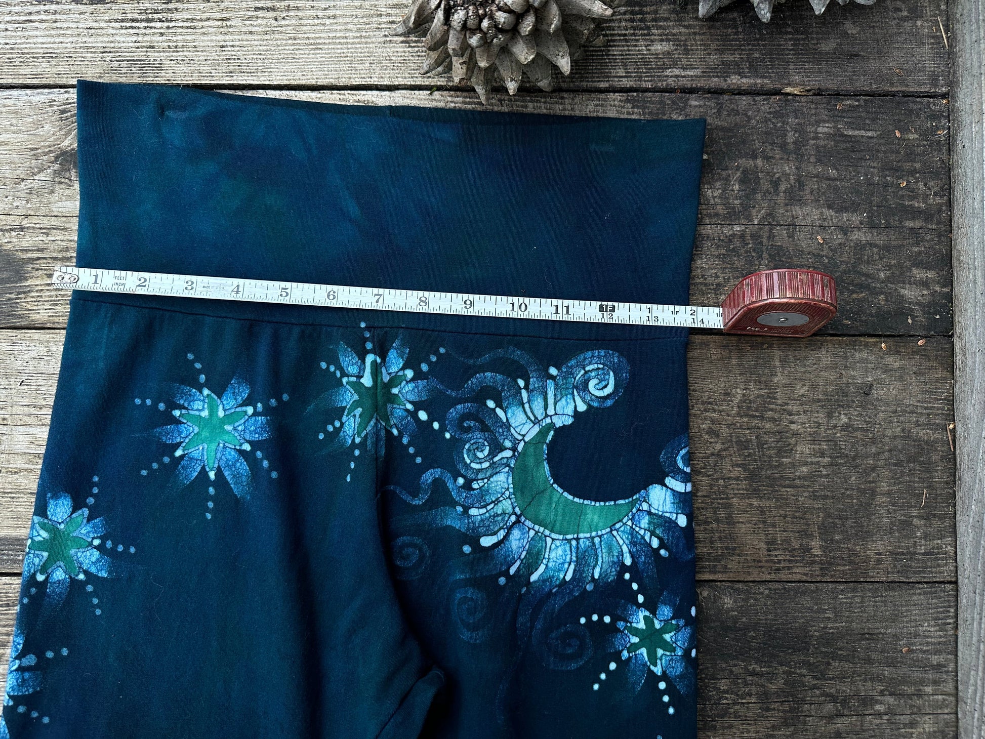 Teal Green Moon and Stars Stretchy Movement Pants - Size Large Yoga Pants batikwalla