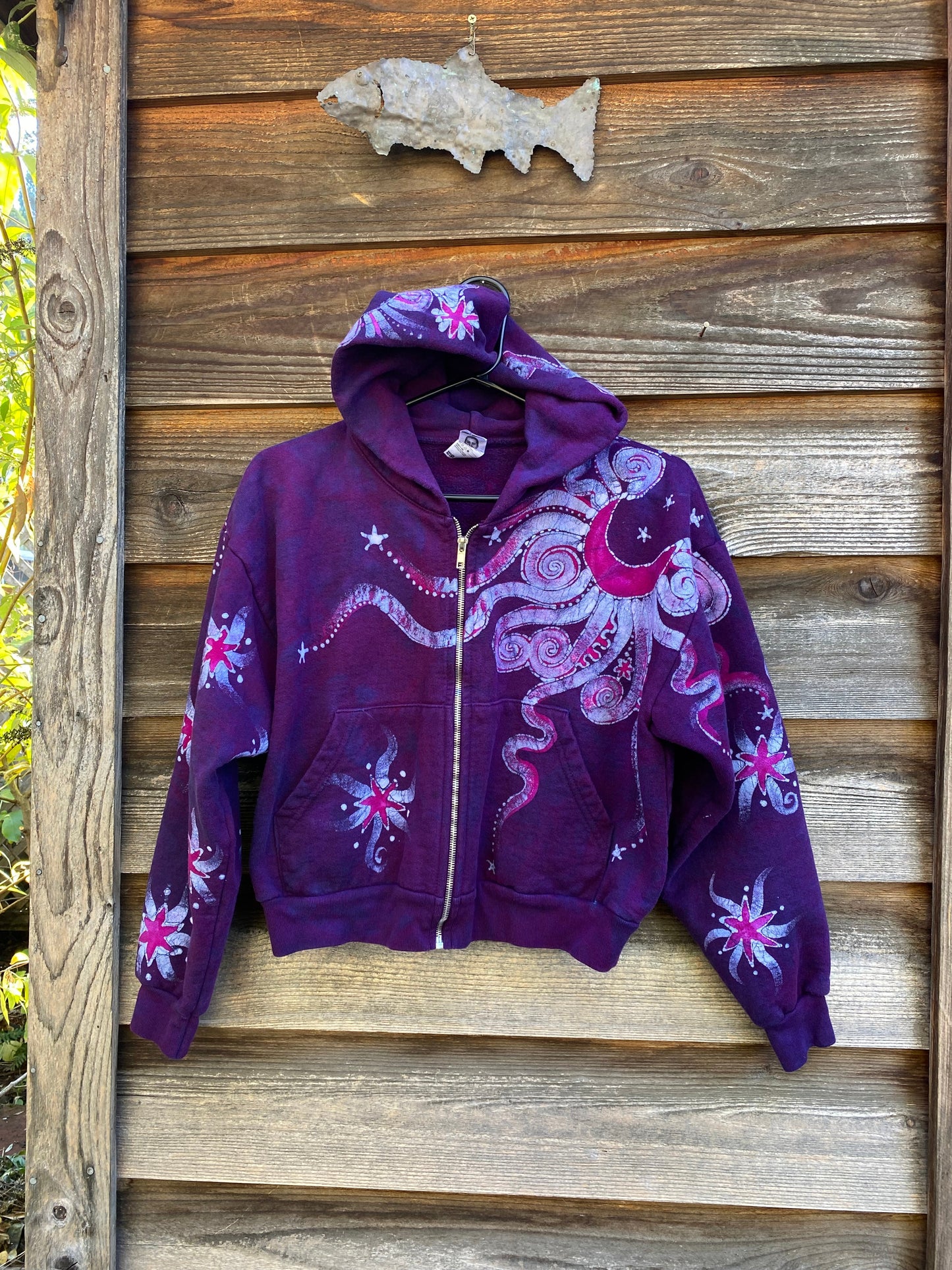 Magenta Surf Boardwalk Handmade Batik Hoodie - Size S/M hoodie batikwalla S/M