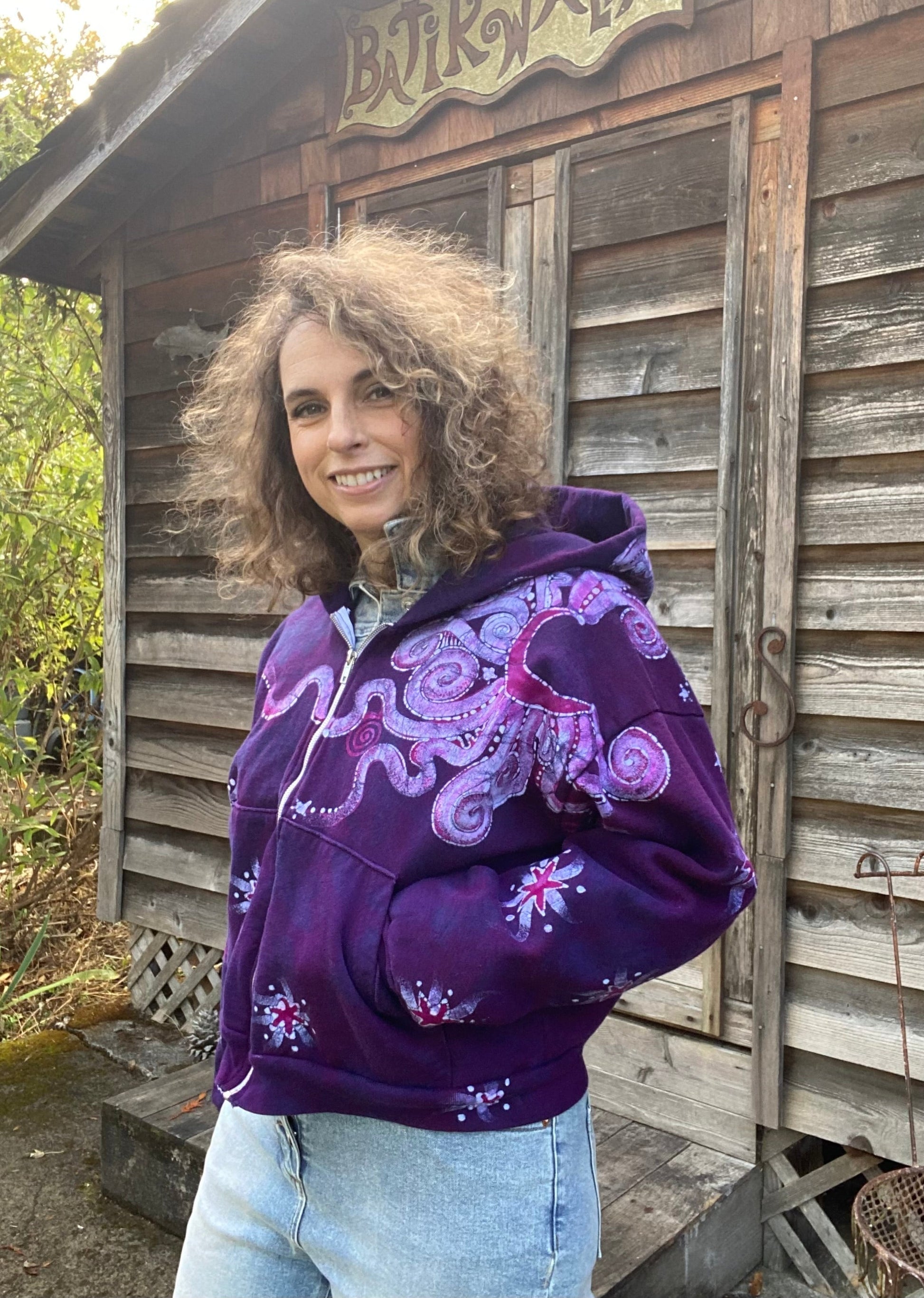 Original Magenta Surf Boardwalk Handmade Batik Hoodie - Size M/L hoodie batikwalla