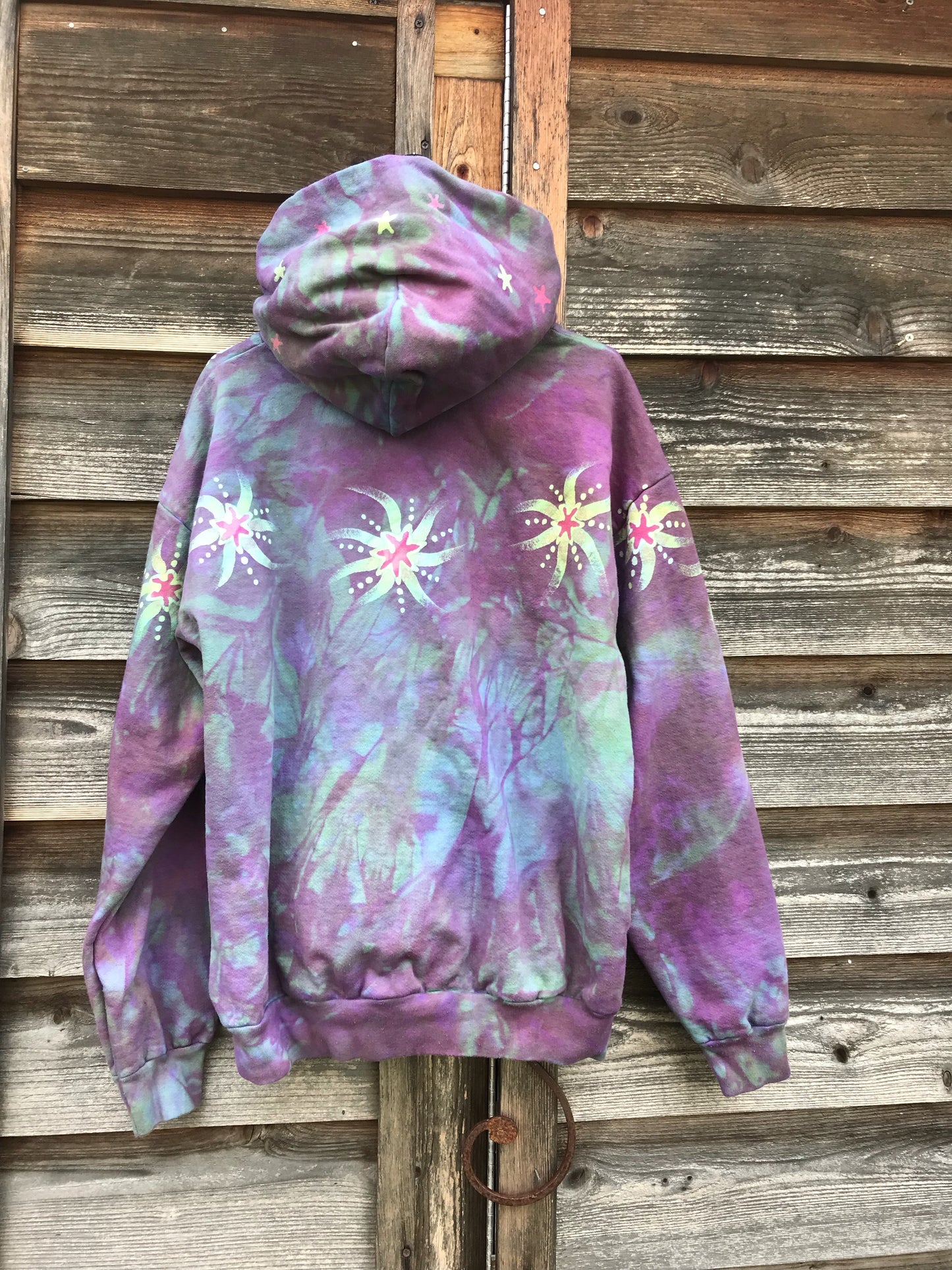 Sunrise Starburst in Purple Rain - Handcrafted Batik Pullover Hoodie hoodie batikwalla
