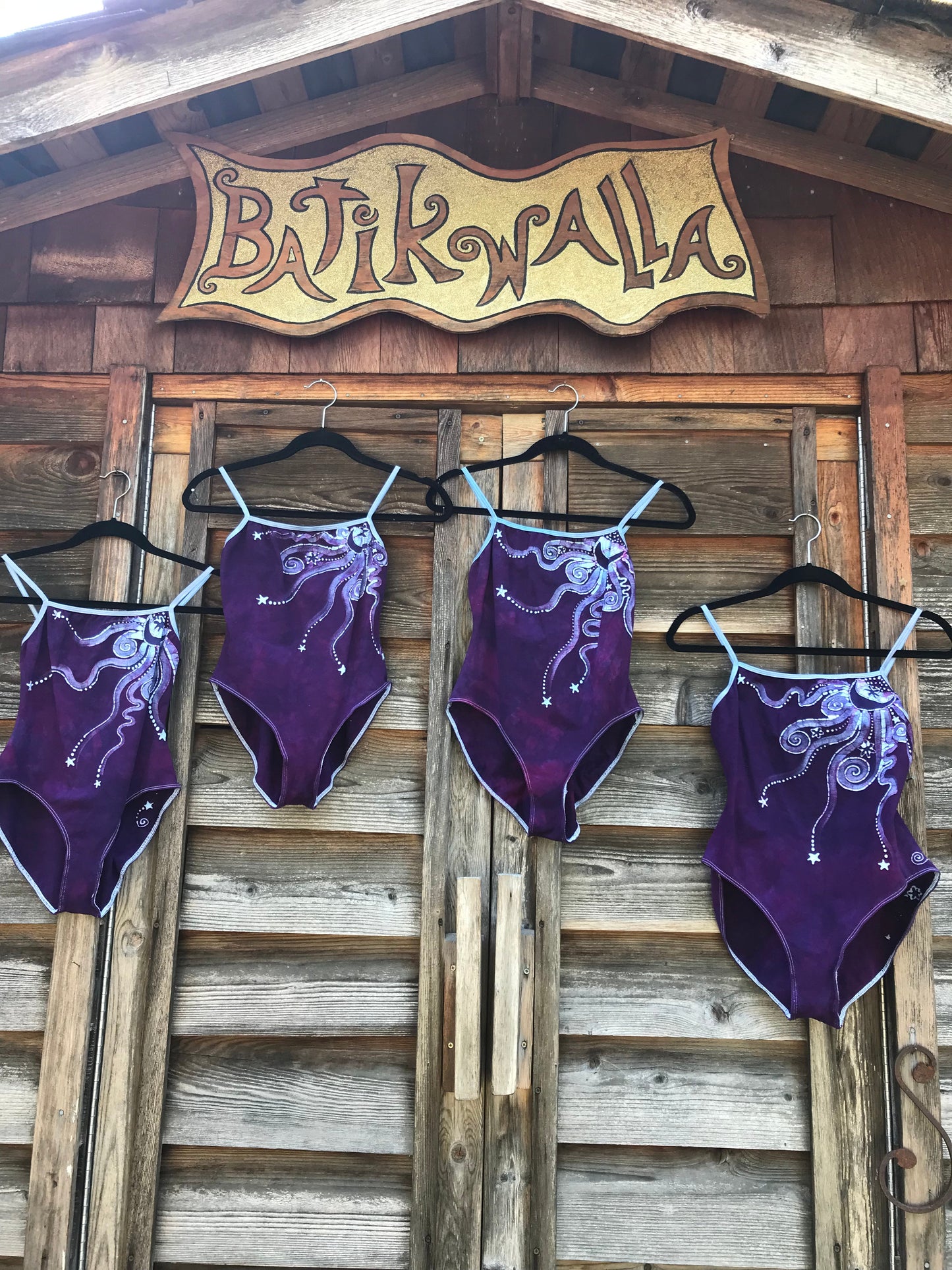 Magenta Purple Moondance Hand Painted Batik Leotard Tops batikwalla