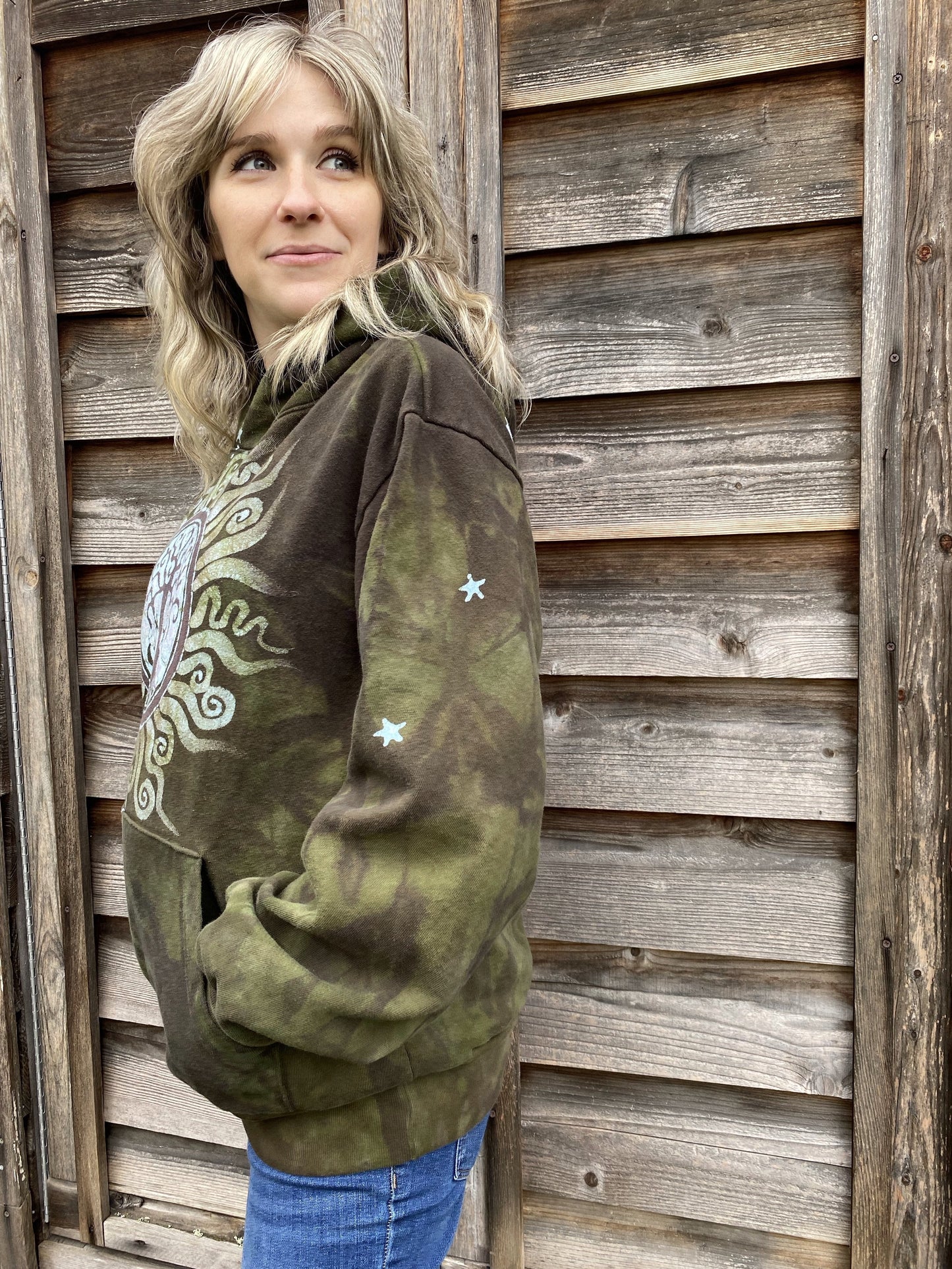 Olive Tree of Life - Handcrafted Batik Pullover Hoodie hoodie batikwalla