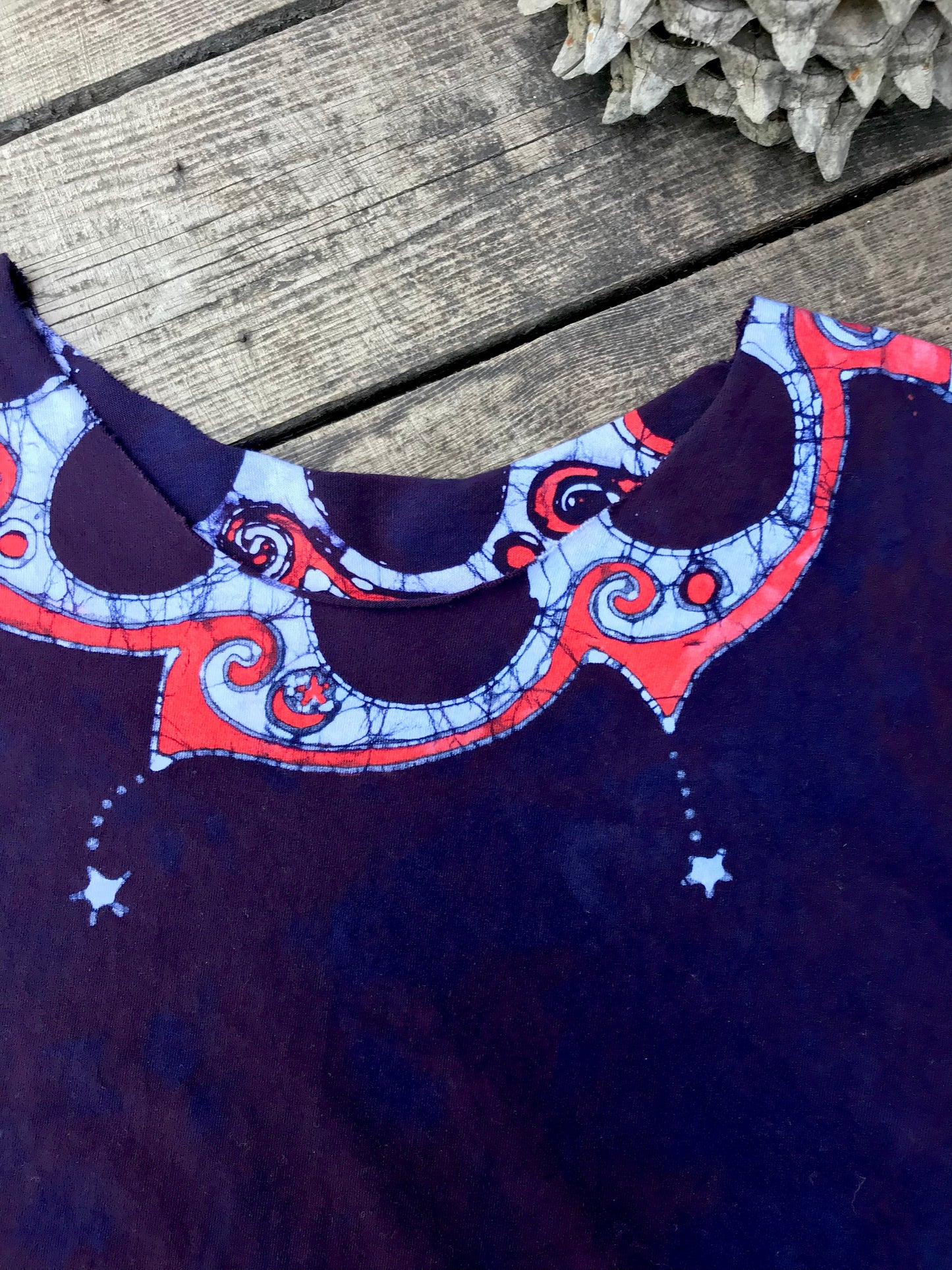Disco Bubbles in Perpetual Swirls Handmade Batik Boxy Tee Batikwalla by Victoria