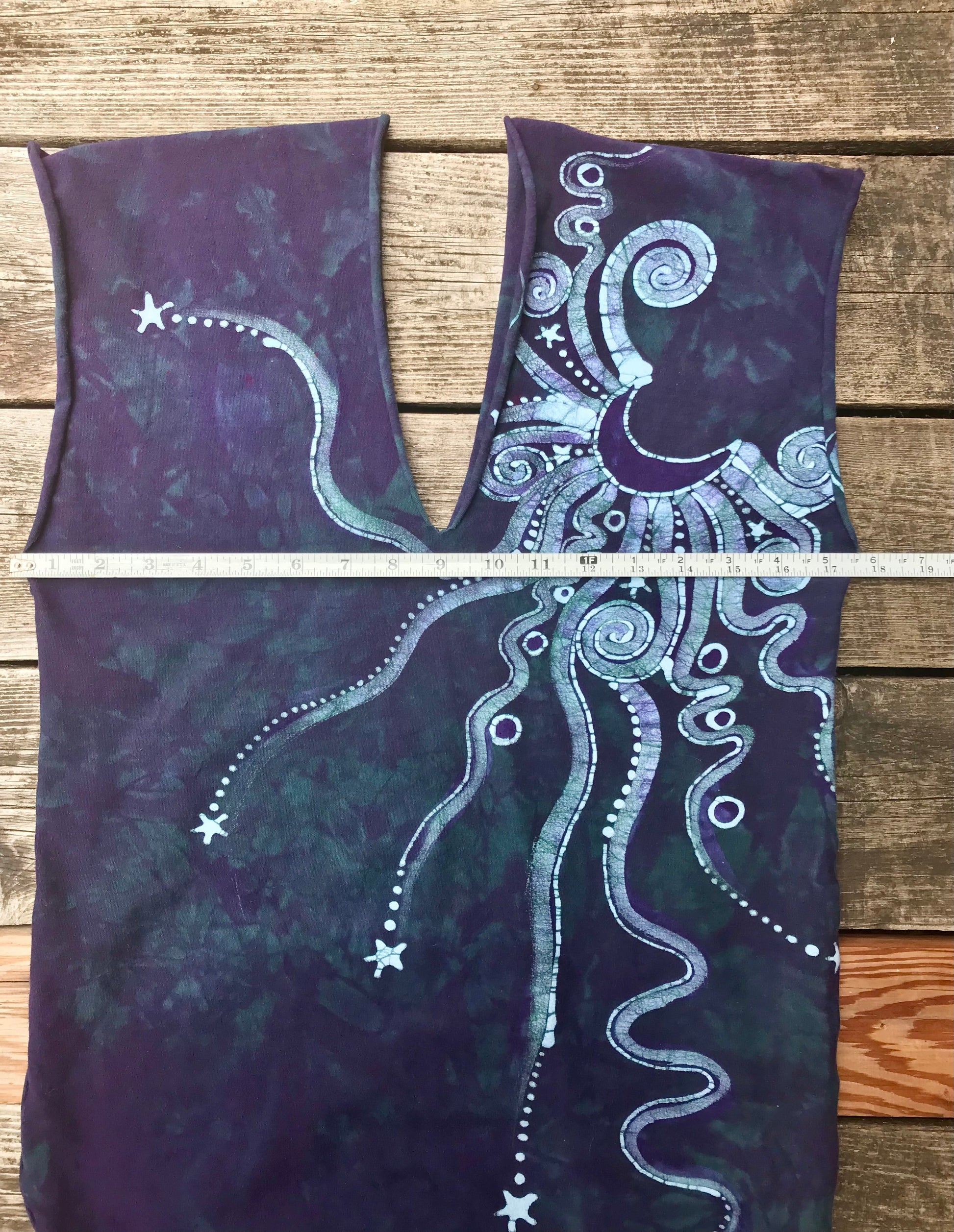 Teal Stars and Purple Moon Stretchy Hemp Tube Dress Batik Dresses Batikwalla