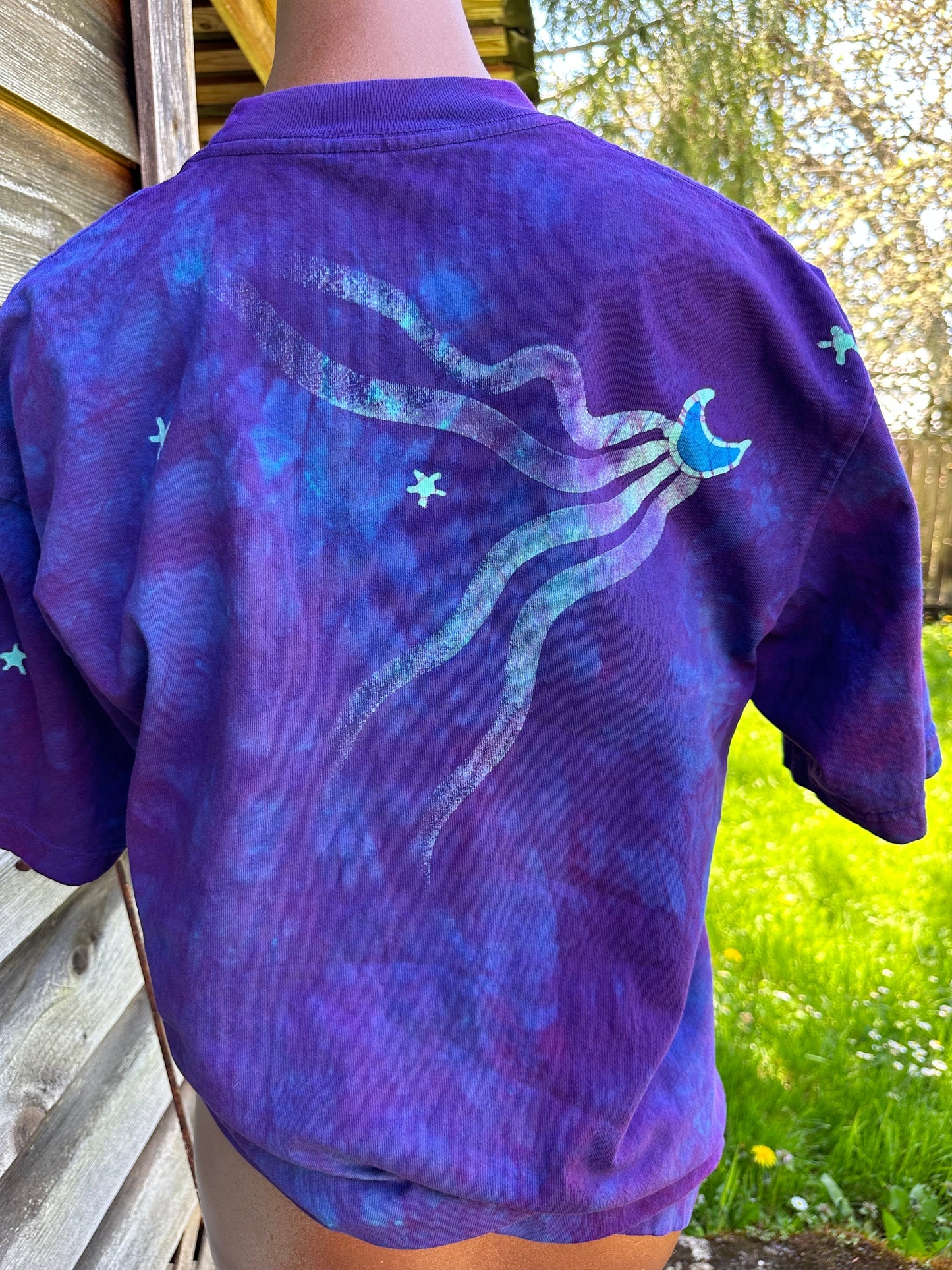 Aurora Borealis Handmade Batik Tshirt with Hidden Pocket tshirt batikwalla
