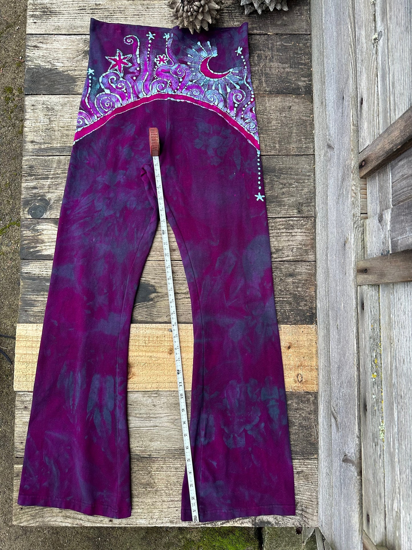 Teal and Magenta Moon Rainbow Stretchy Movement Pants - Size XL Yoga Pants batikwalla XL