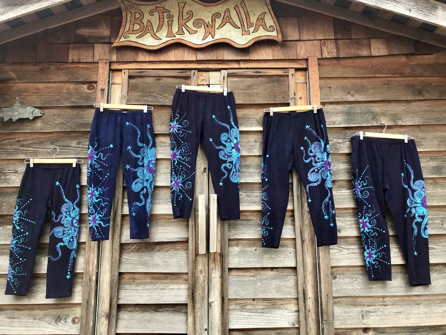 Deep Blue and Purple Moon Batik CAPRI Leggings