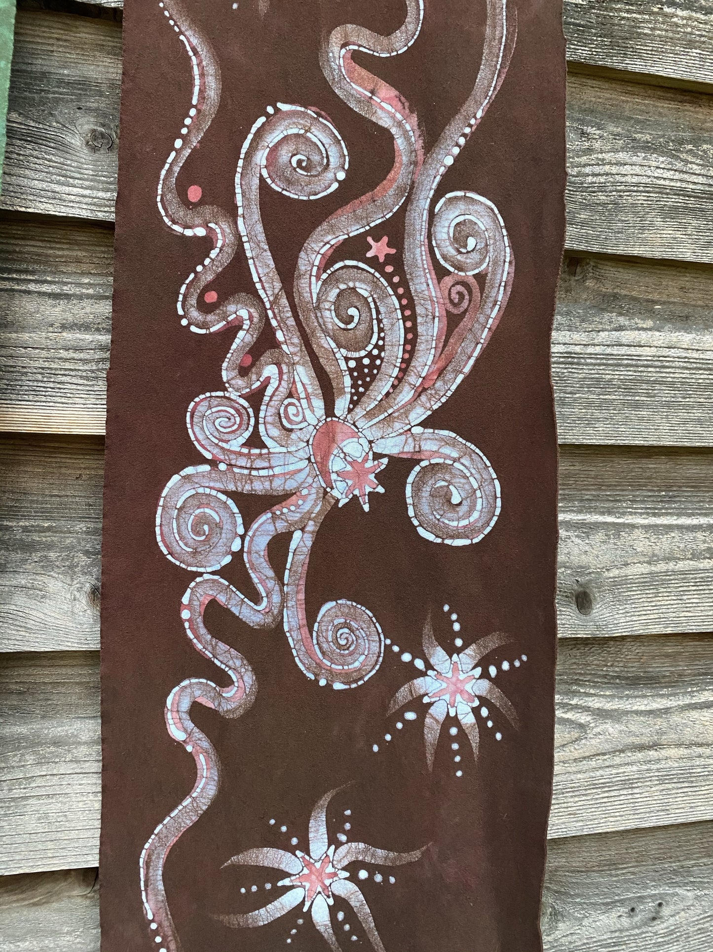 Earth Moon Rising - Hand Painted Organic Knit Fabric Scarf scarf batikwalla