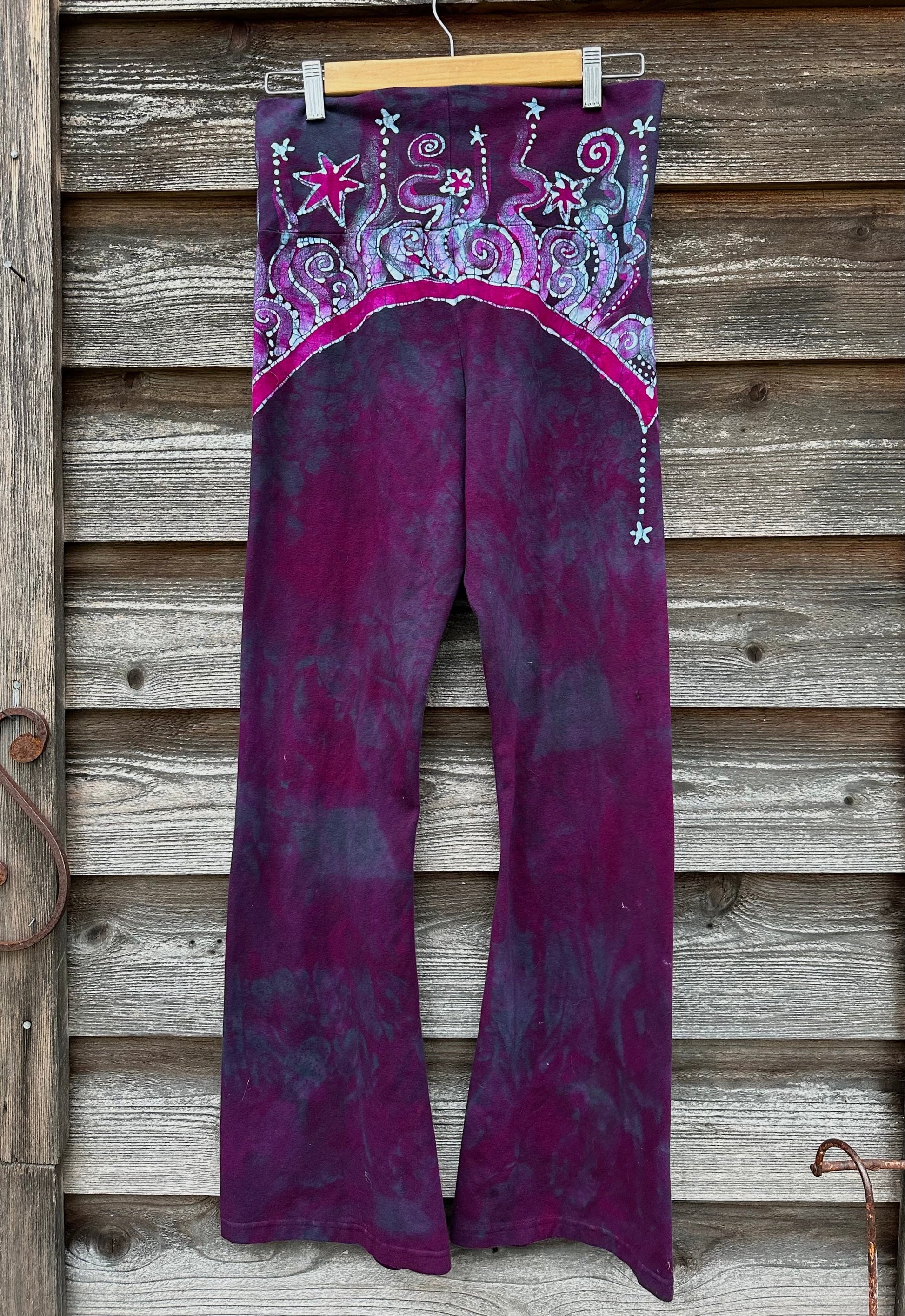 Teal and Magenta Moon Rainbow Stretchy Movement Pants - Size XL Yoga Pants batikwalla