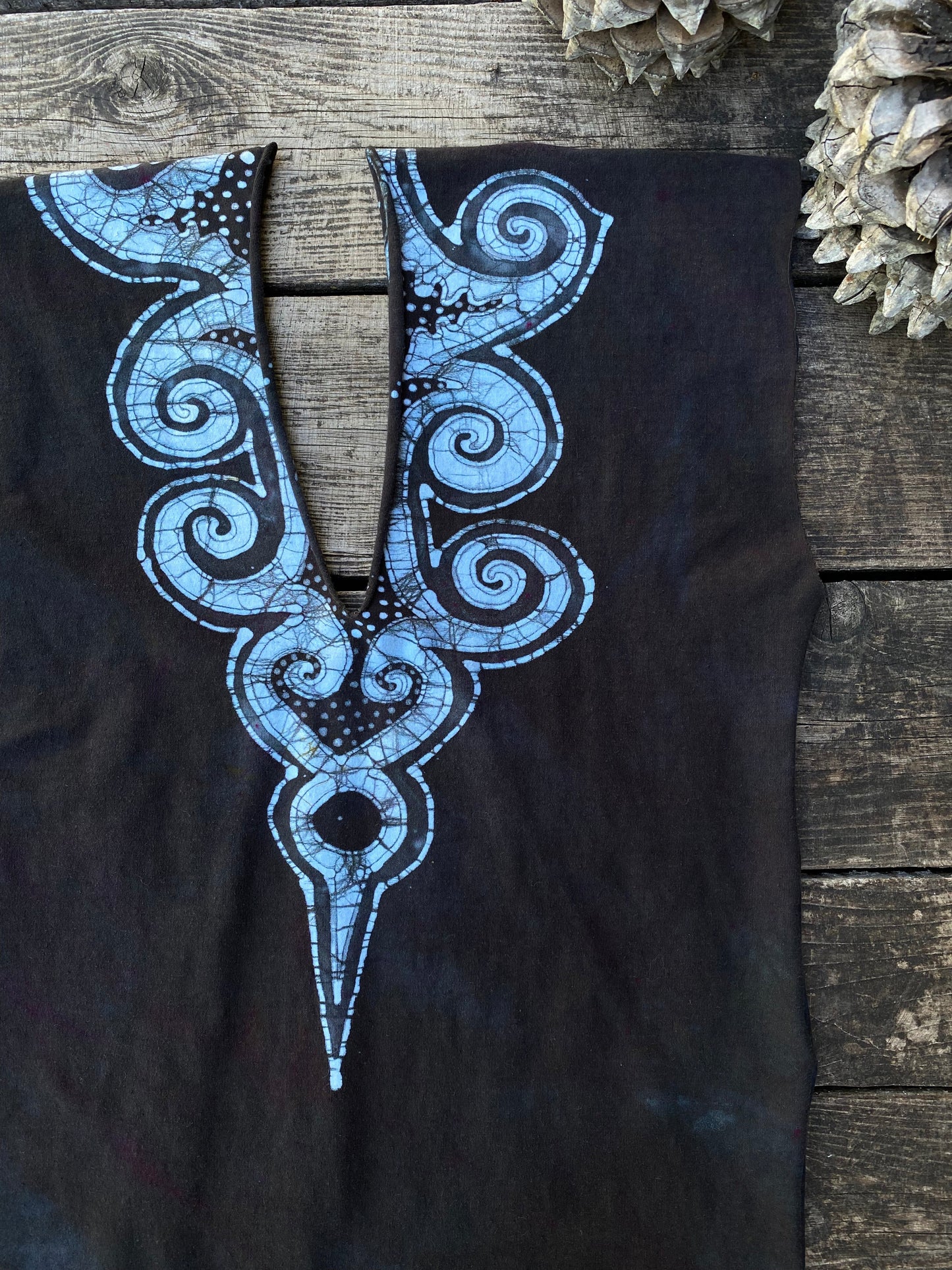 Cosmic Waves of Onyx Stretchy Hemp Tube Dress Batik Dresses Batikwalla