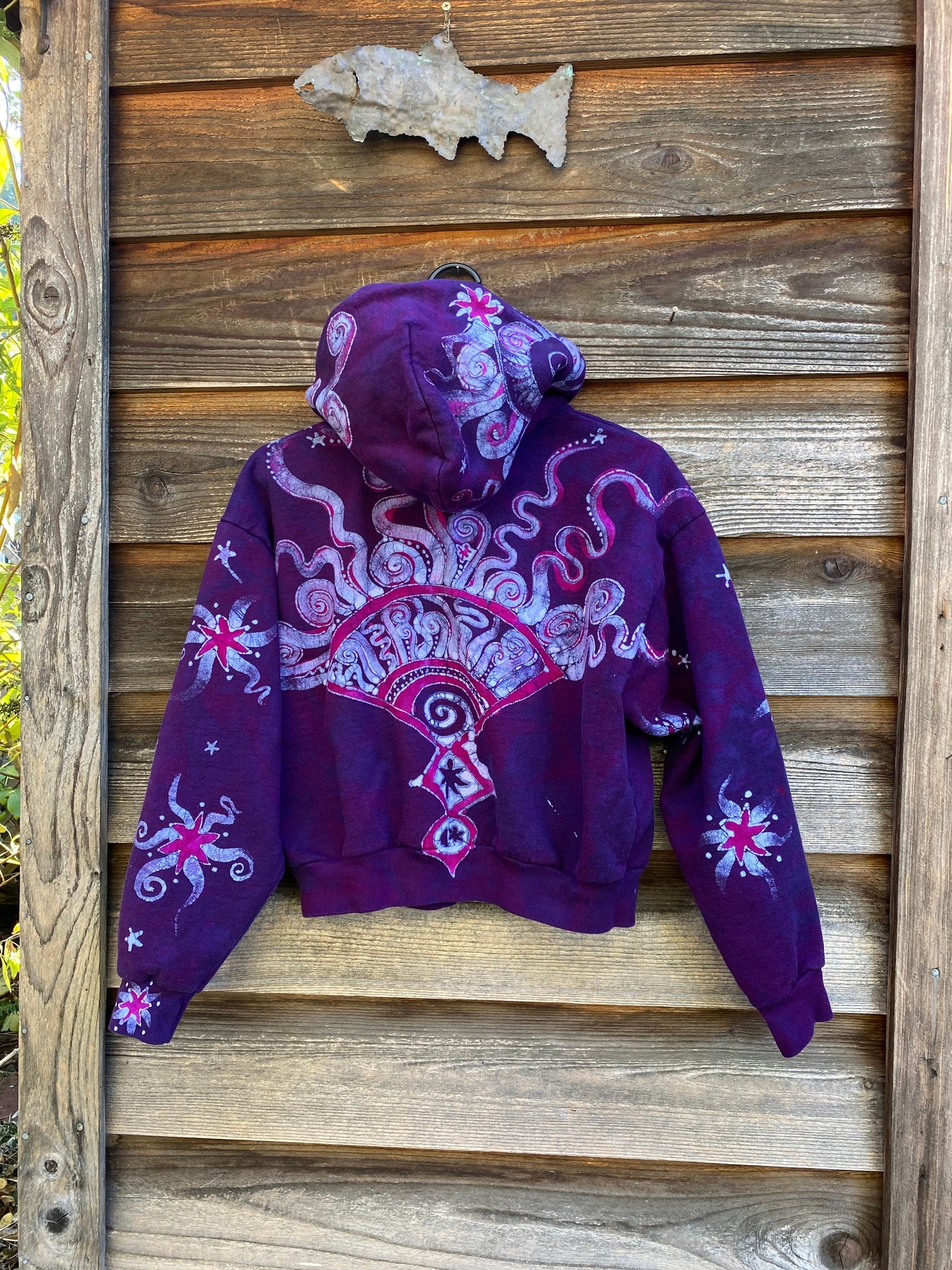 Magenta Surf Boardwalk Handmade Batik Hoodie - Size S/M hoodie batikwalla