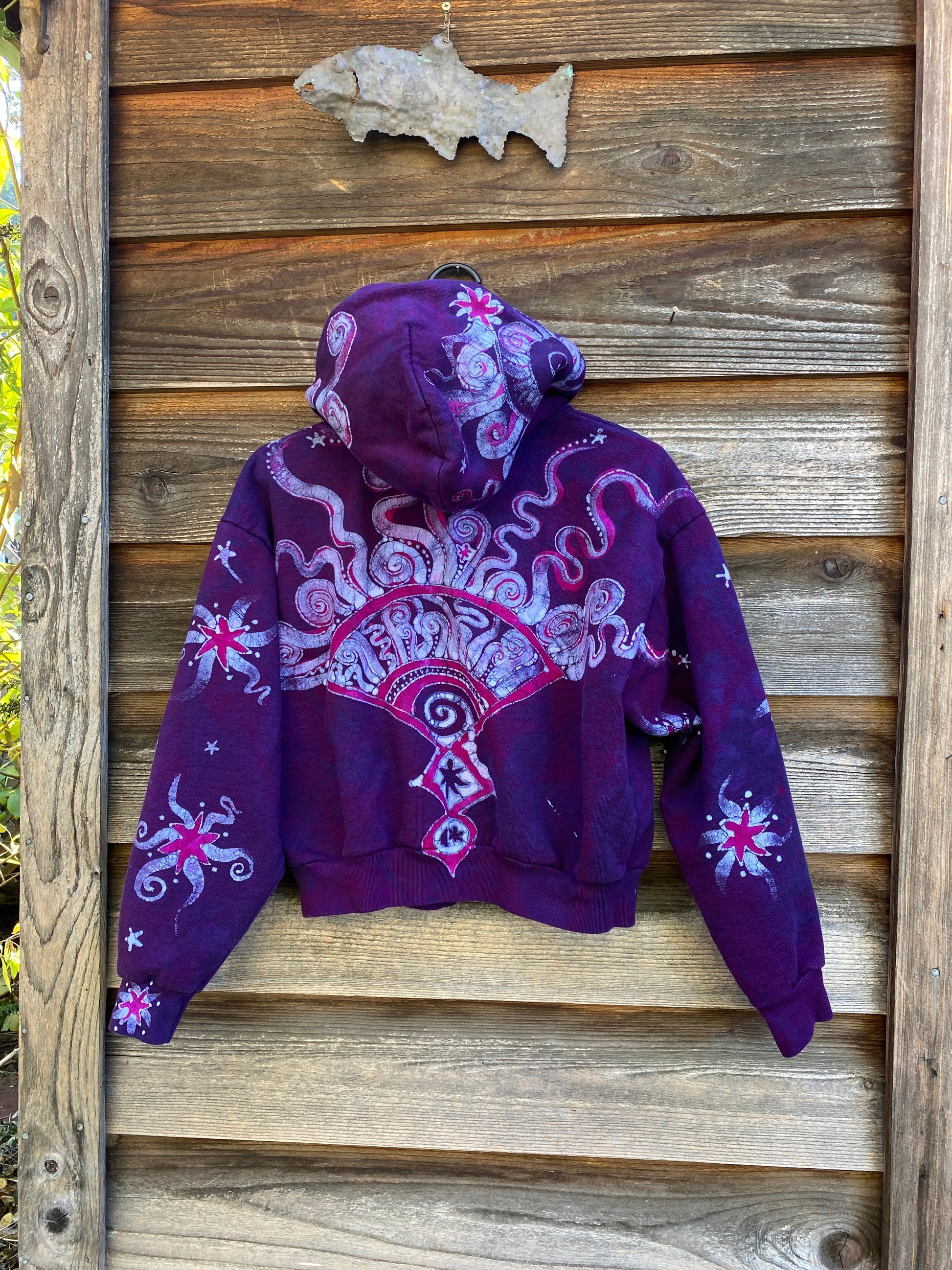 Magenta Surf Boardwalk Handmade Batik Hoodie - Size S/M hoodie batikwalla