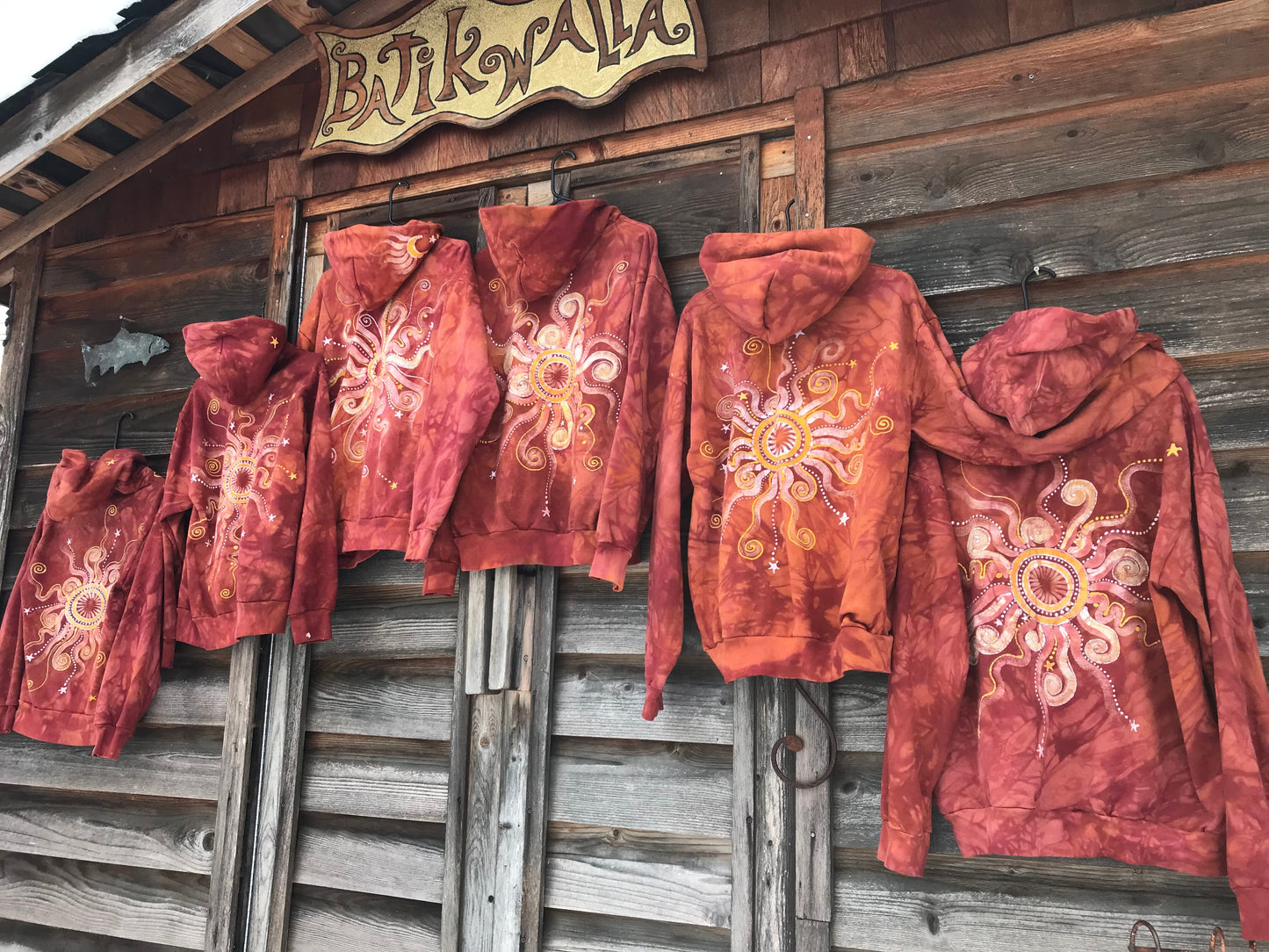 Cayenne Orange Sunset Handcrafted Batik Zipper Hoodie - Size Large hoodie batikwalla
