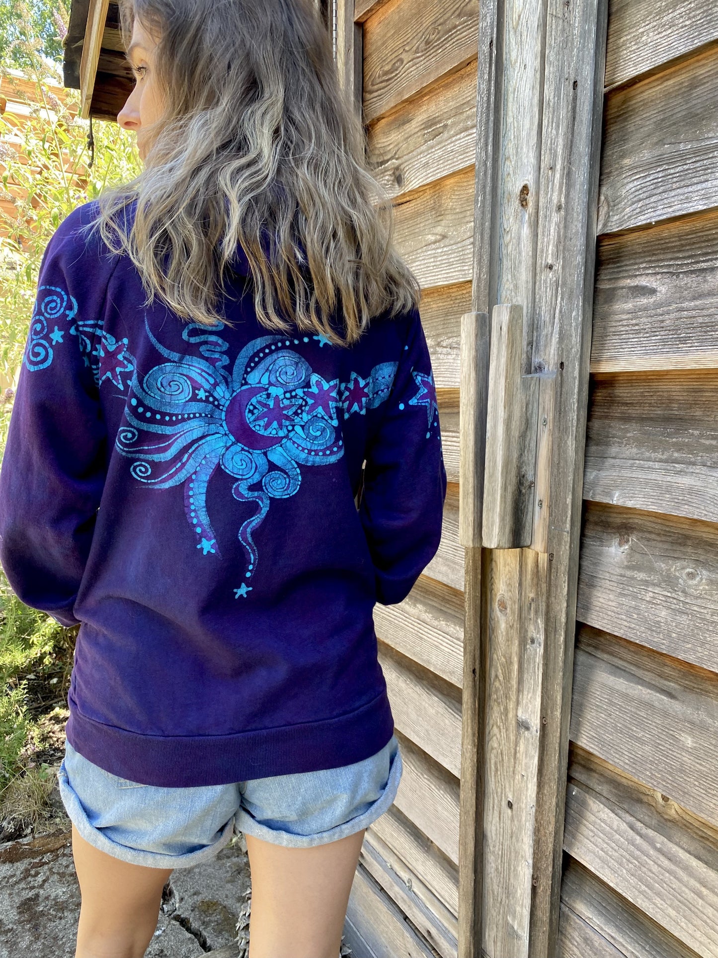 Fair Isle Galaxy Pullover Batik Hoodie - Organic Cotton - Sizes Small & Medium ONLY hoodie batikwalla