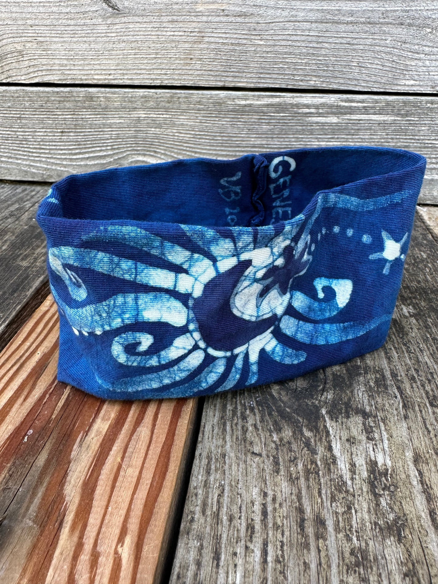 Blue Purple Moon and Stars Handmade Batik Headband fabric Batikwalla by Victoria
