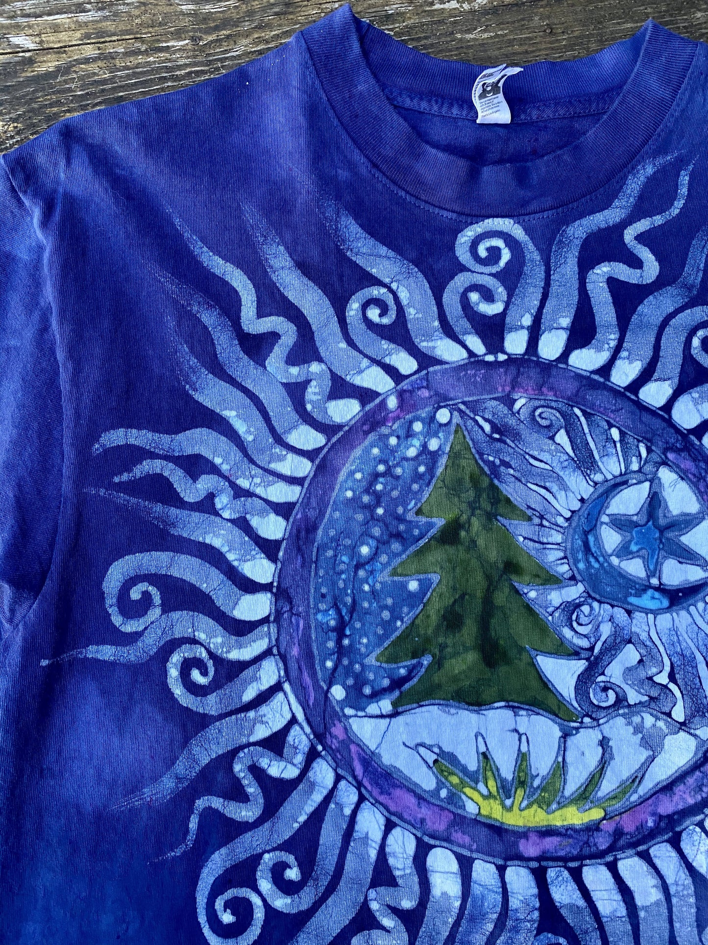 Tree of Life - Kaleidoscope Forest Hand-painted Batik Tshirt - Size Medium tshirt batikwalla