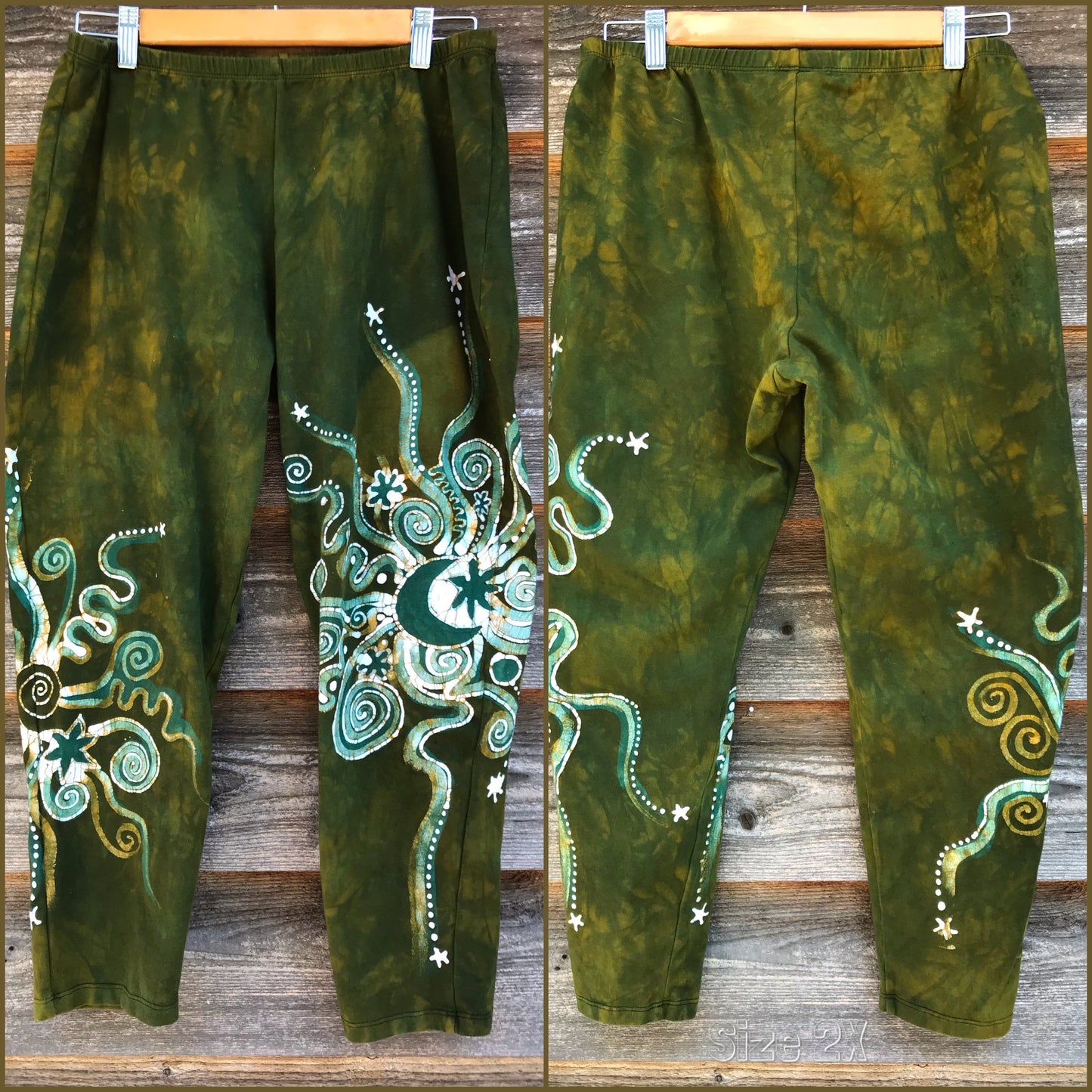 Dancing Green Batik CAPRI Leggings leggings batikwalla 2XL