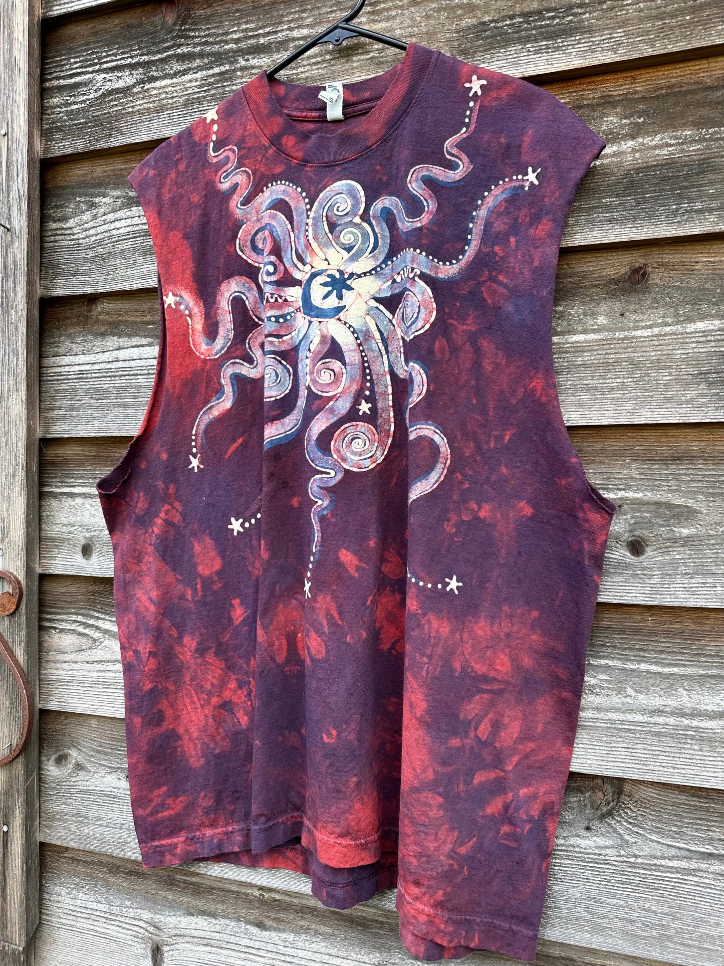 Campfire At Night Sleeveless Batik Tshirt - Size XL Tshirts batikwalla