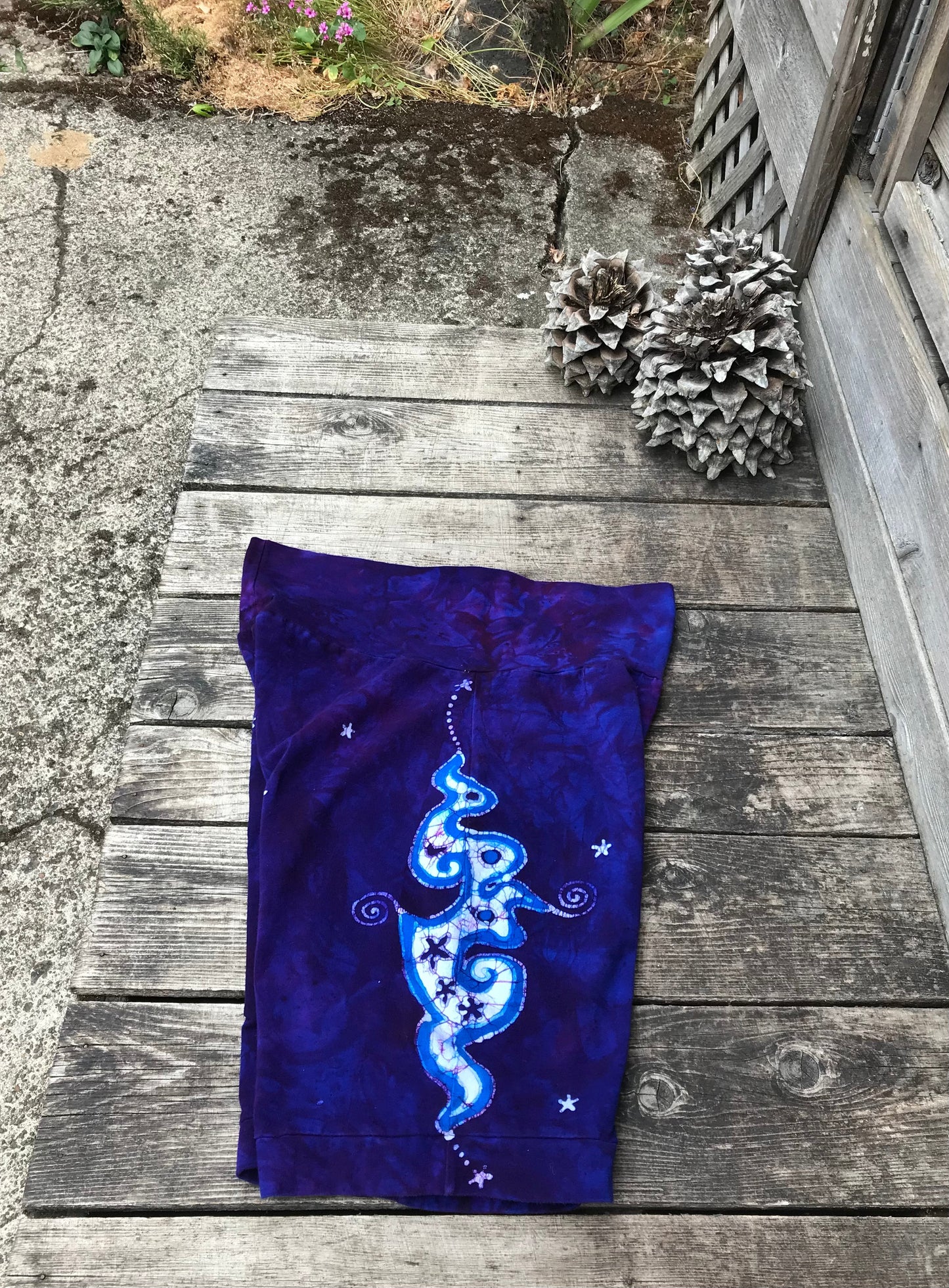 Blue Purple Batik Flame Biker Shorts Batikwalla by Victoria