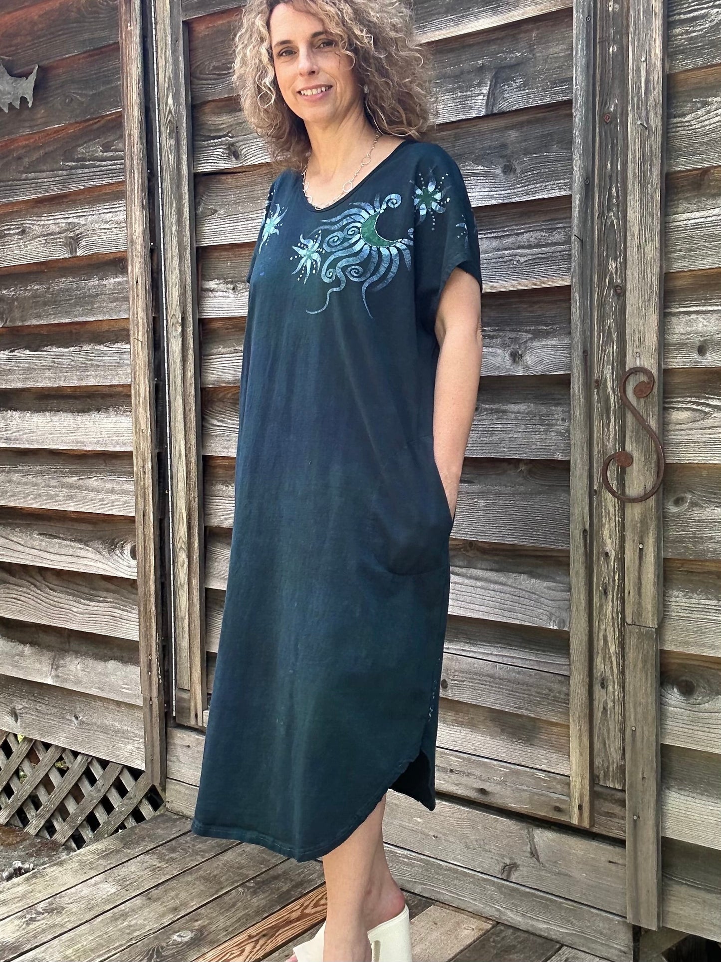 Forest Moon Tunic Dress With Pockets Batik Dresses Batikwalla Medium