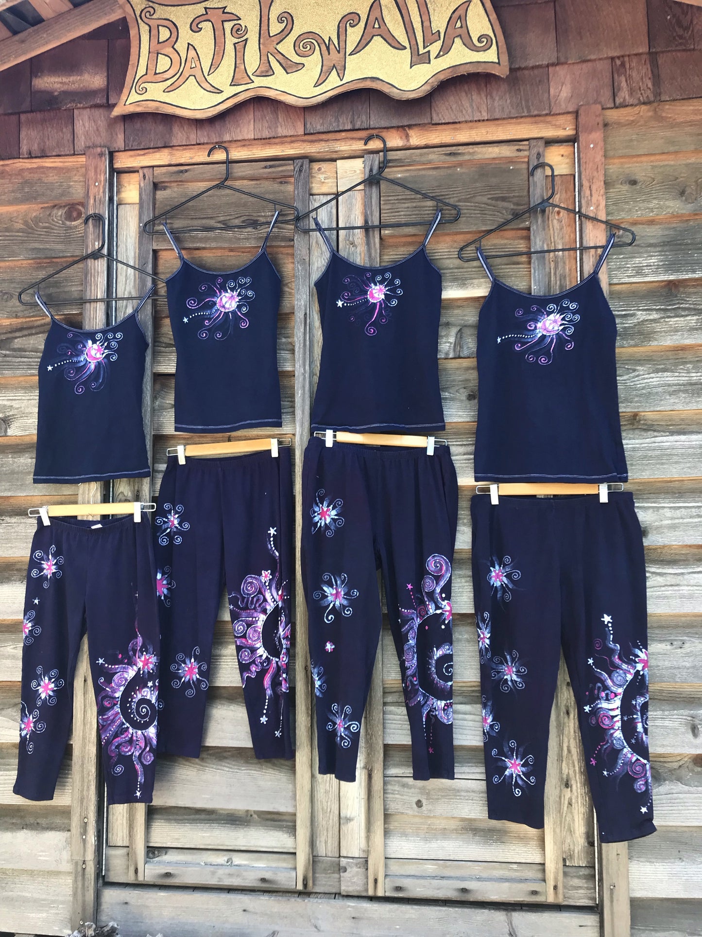 Navy Blue and Hot Pink Galaxy Batik Tank Top Tops batikwalla