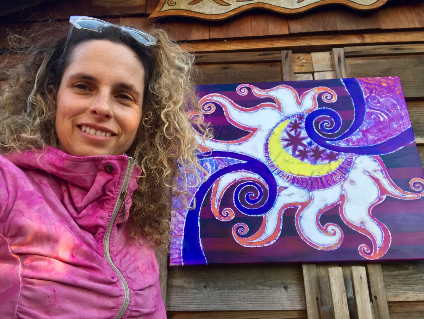 Swirling Sun and Stripes Canvas Giclée Batik Print