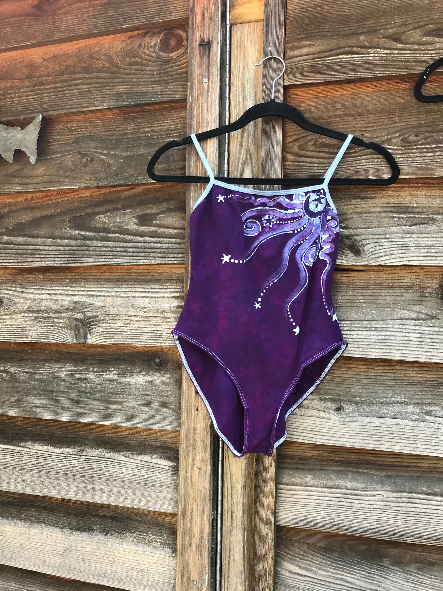 Magenta Purple Moondance Hand Painted Batik Leotard Tops batikwalla Medium