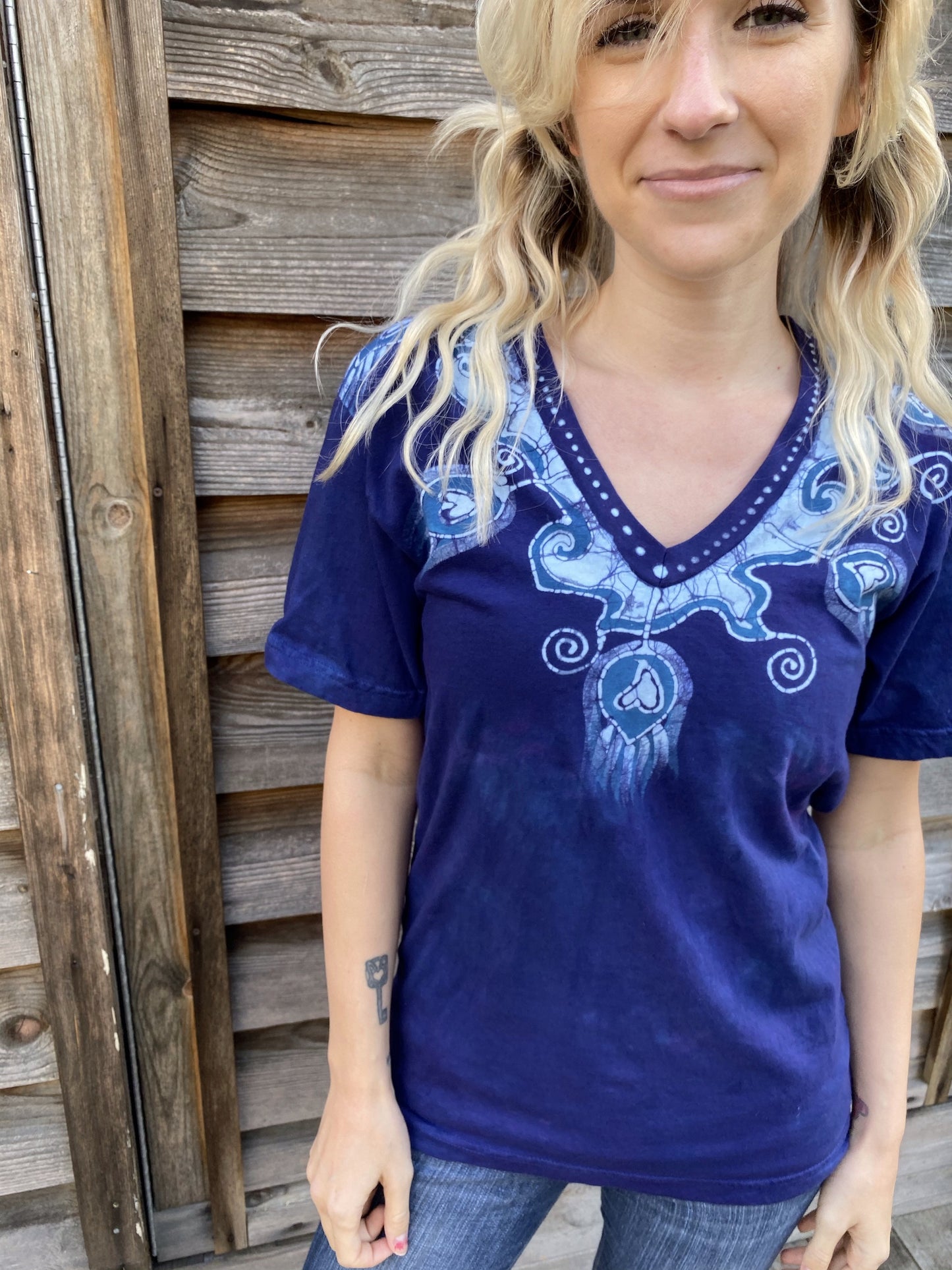 Purple Peacocks Hand Painted Batik Tee Batikwalla by Victoria
