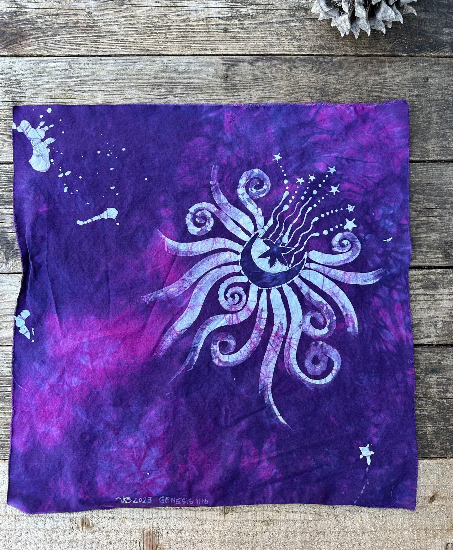 Imperfect Moon Batik Cotton Fabric Bandana - bright purple scarf batikwalla