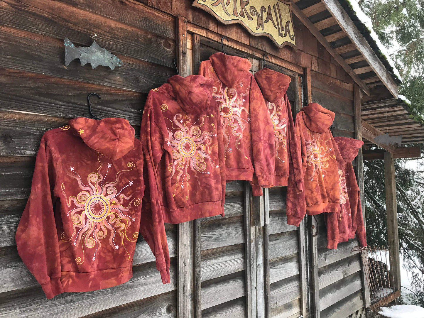 Cayenne Orange Sunset Handcrafted Batik Zipper Hoodie - Size Medium hoodie batikwalla