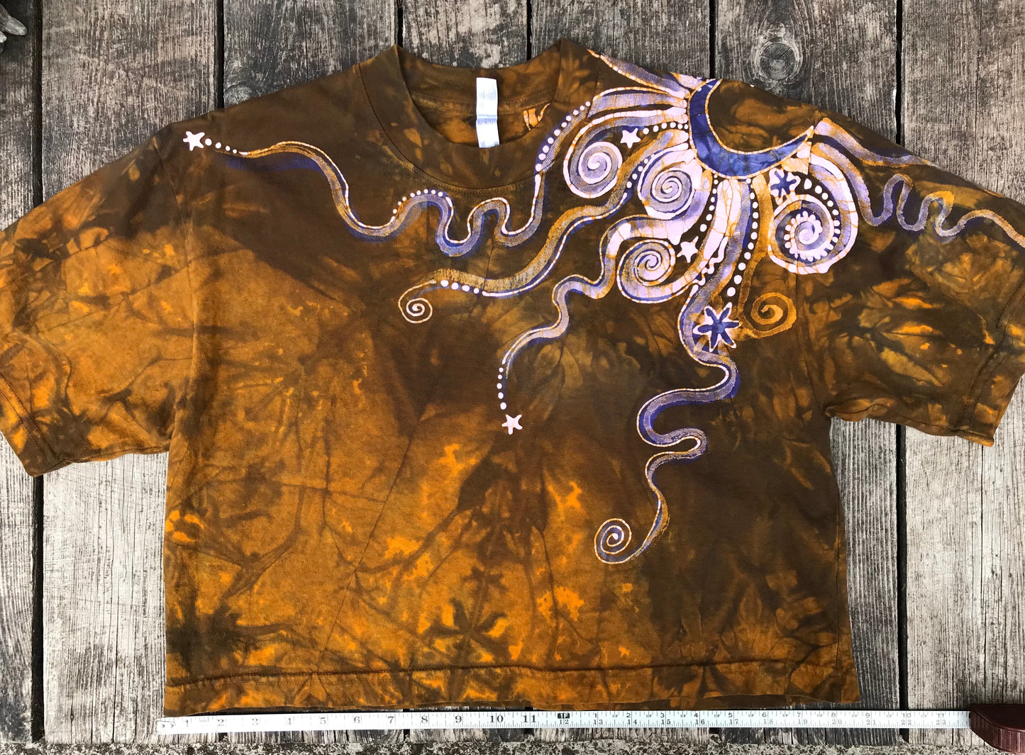 Purple Moon Gold Starlight Oversize Crop Tee Shirts & Tops Batikwalla by Victoria