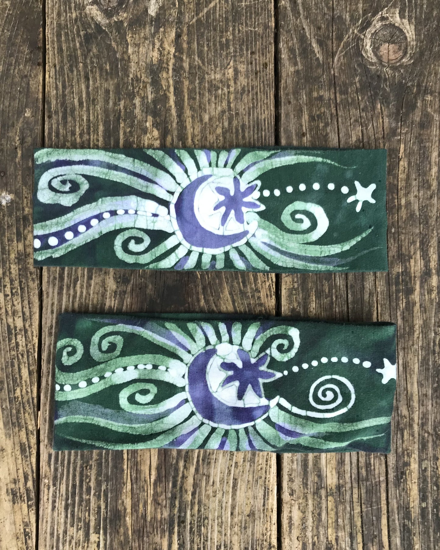 Teal Green and Purple Fold Over Headband - by Batikwalla Batikwalla by Victoria