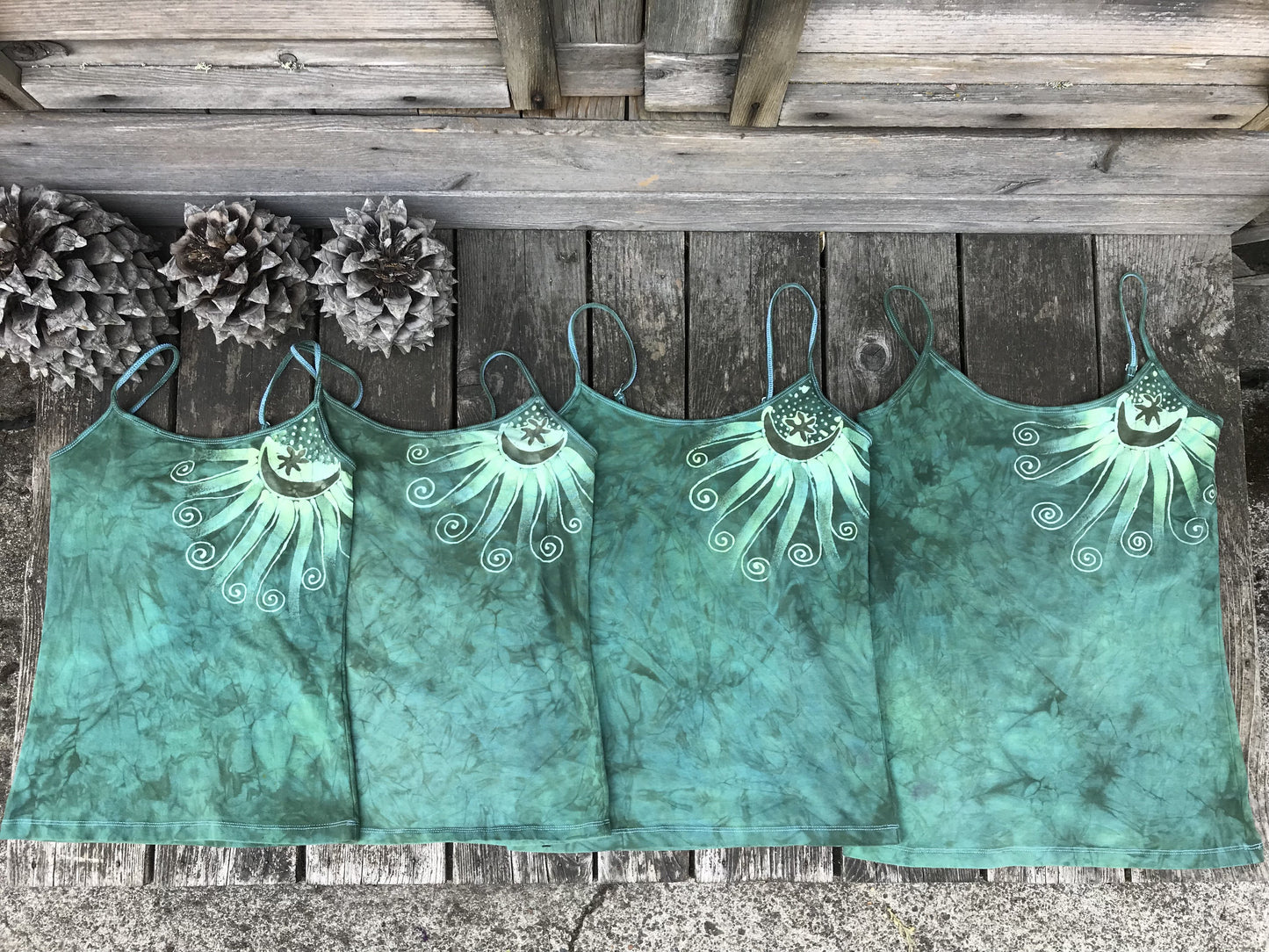 Teal Sun Rising Stretchy Tank Top Tops batikwalla