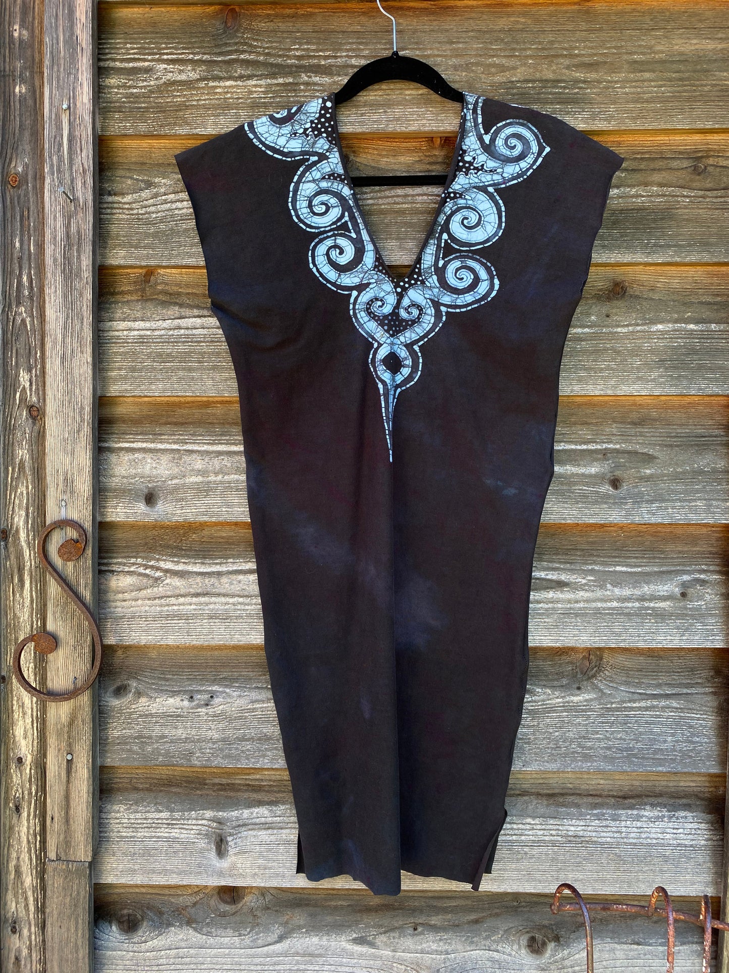 Cosmic Waves of Onyx Stretchy Hemp Tube Dress Batik Dresses Batikwalla
